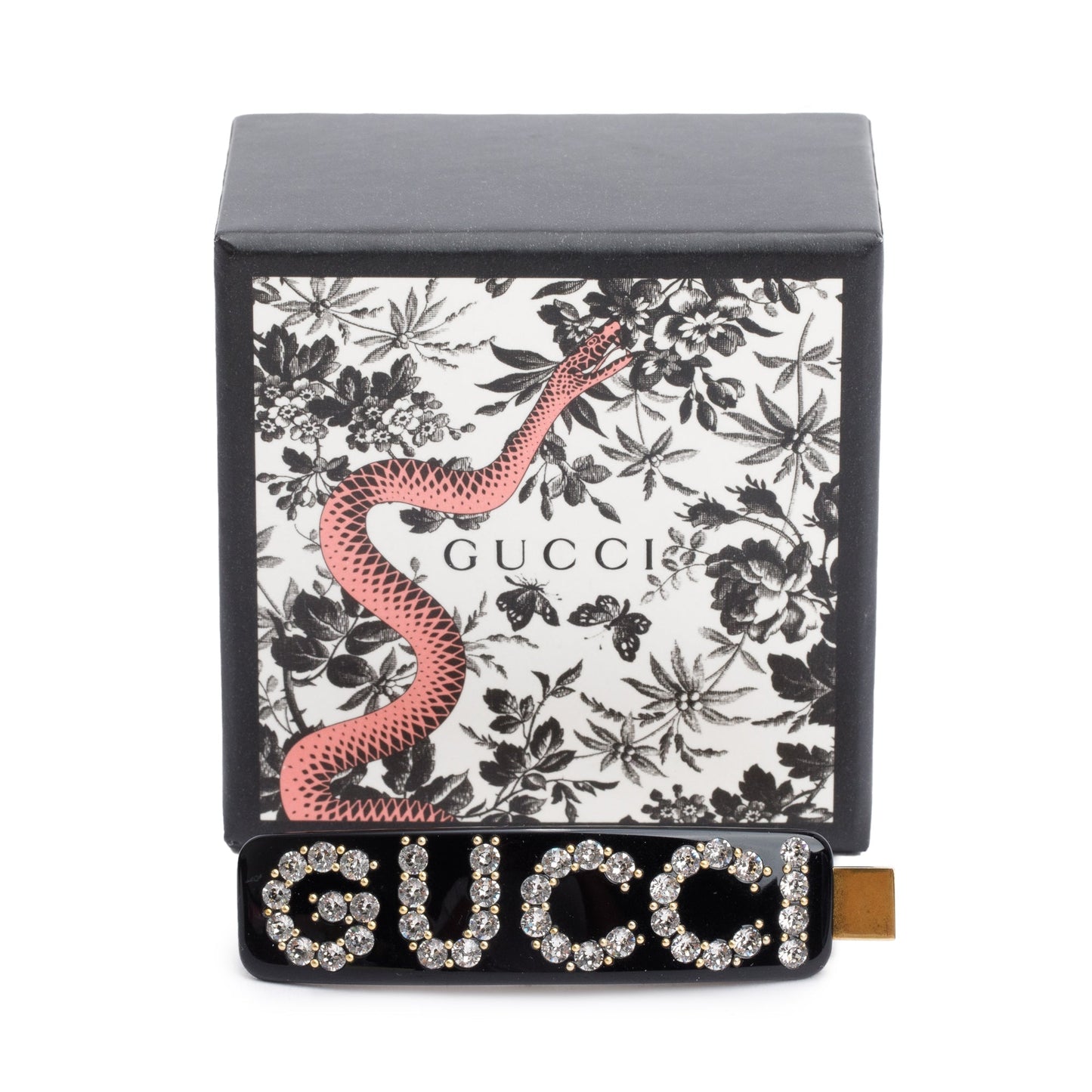 Gucci Black Resin Crystal Embellished Single Hair Clip