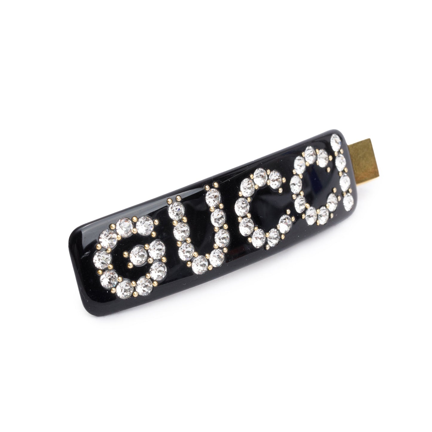 Gucci Black Resin Crystal Embellished Single Hair Clip