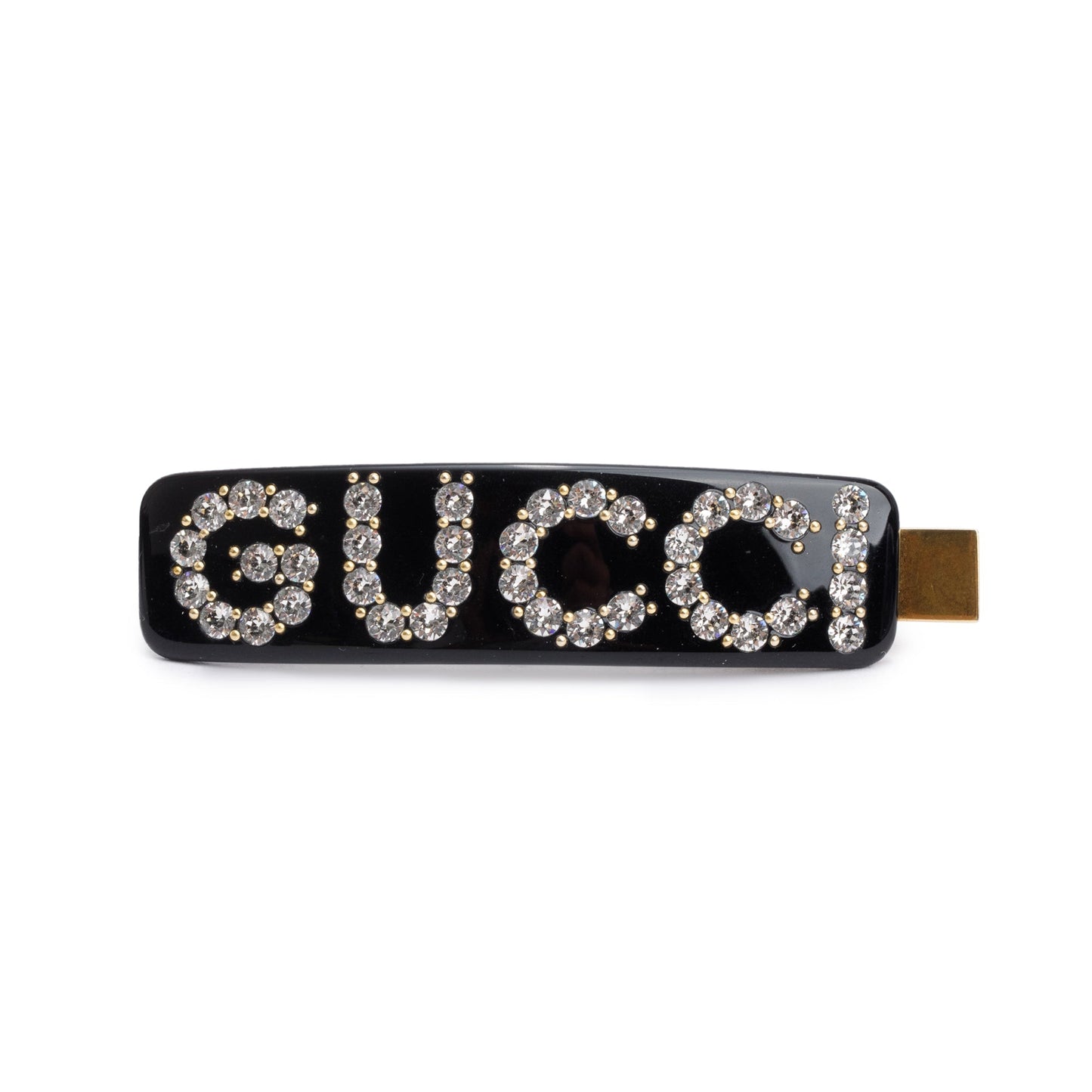 Gucci Black Resin Crystal Embellished Single Hair Clip
