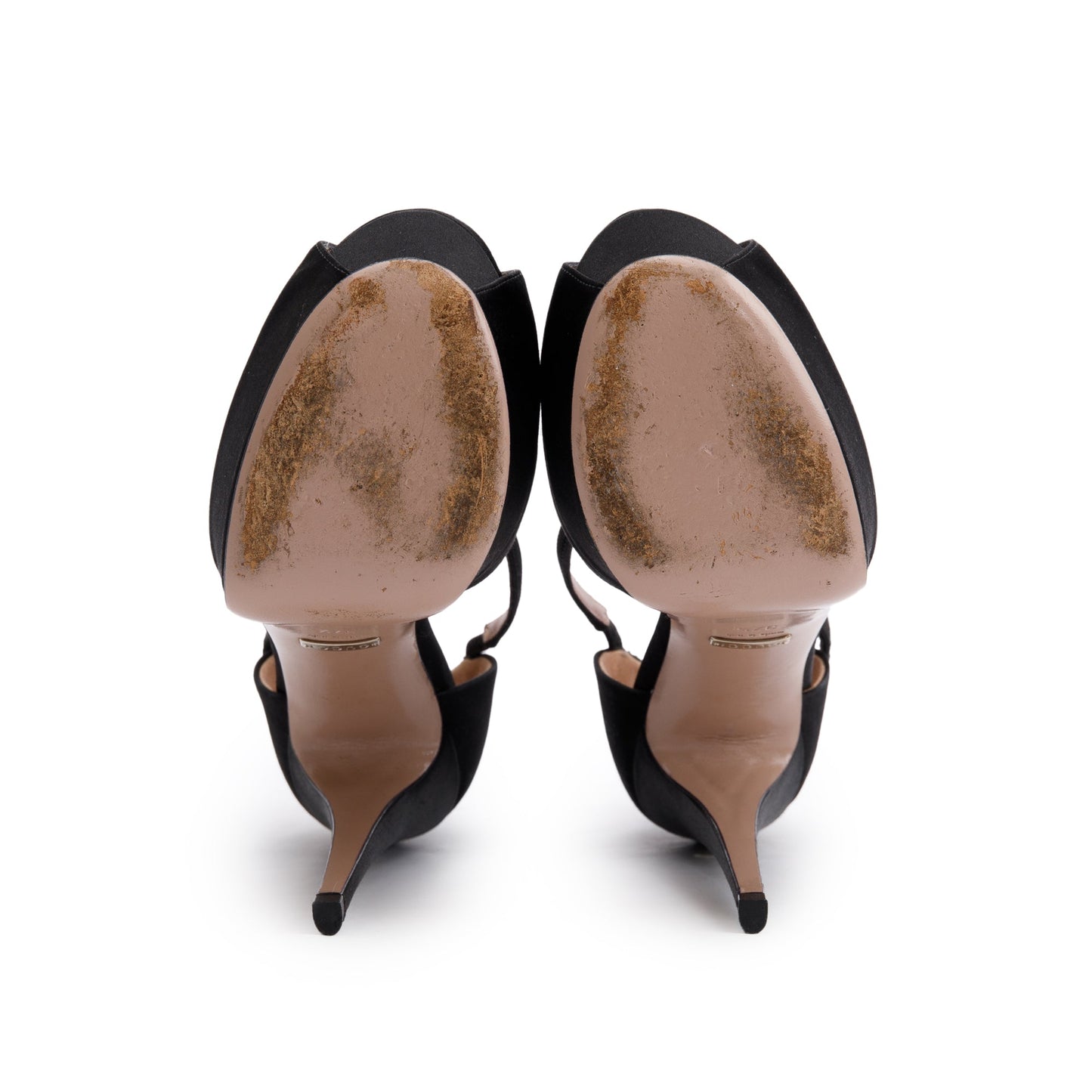 Gucci Black Satin Peep-Toe Platform Sandals, Size 37.5