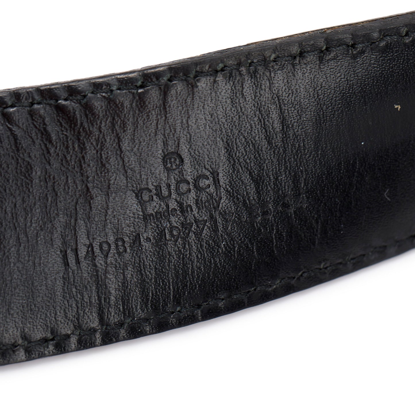 Gucci Black Signature Leather Belt with Double G Buckle, Size 85 34