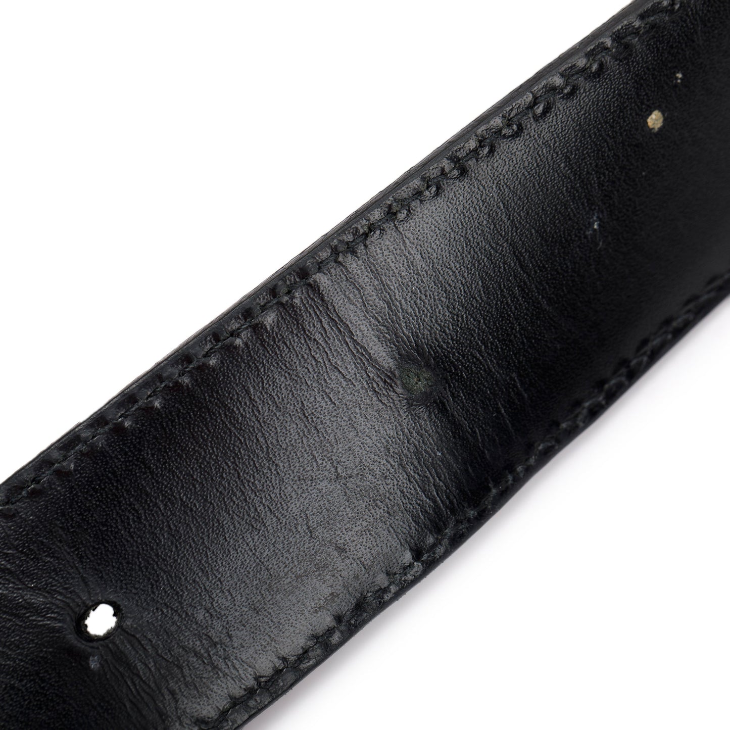 Gucci Black Signature Leather Belt with Double G Buckle, Size 85 34