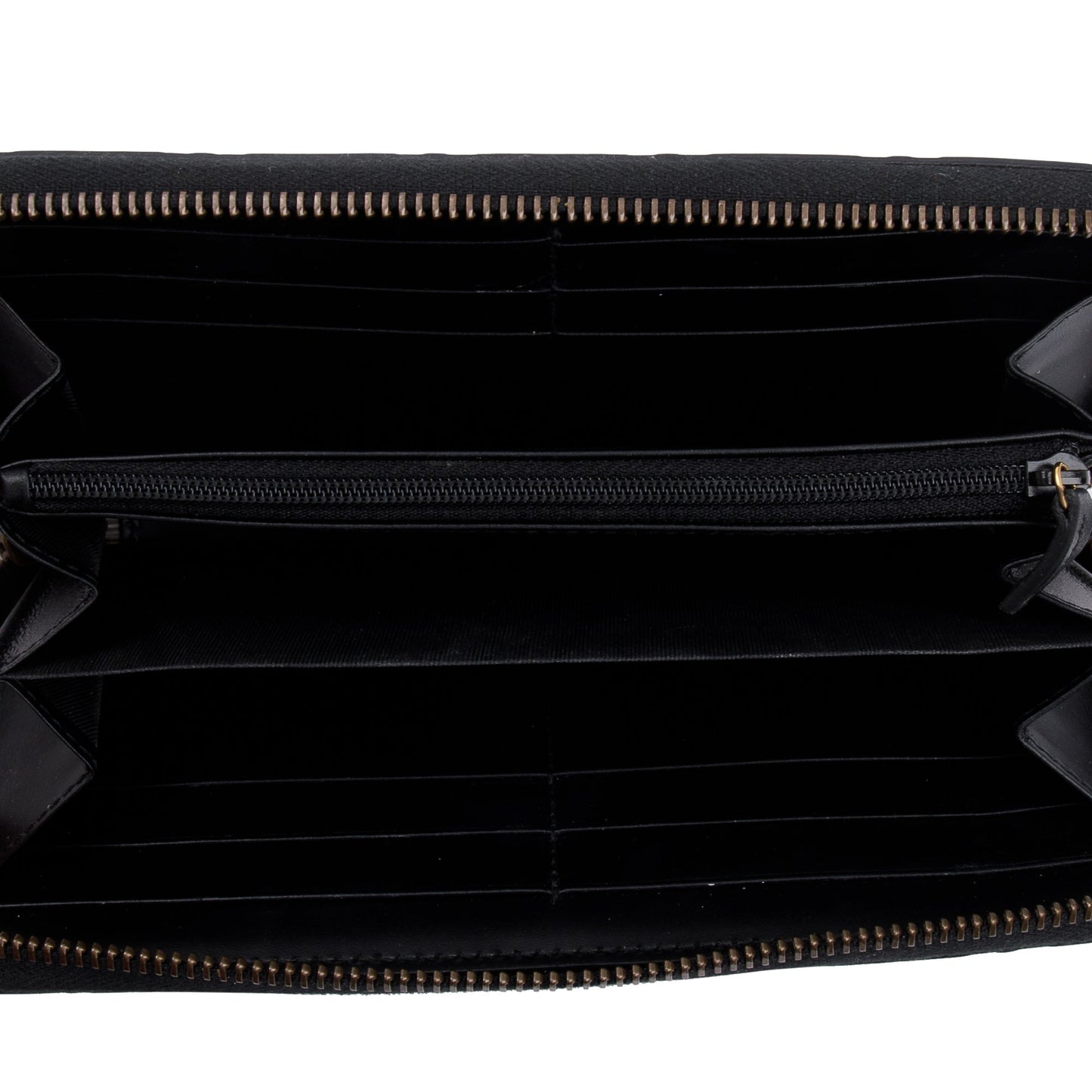Gucci Black Signature Leather Cat Head Continental Zip Wallet