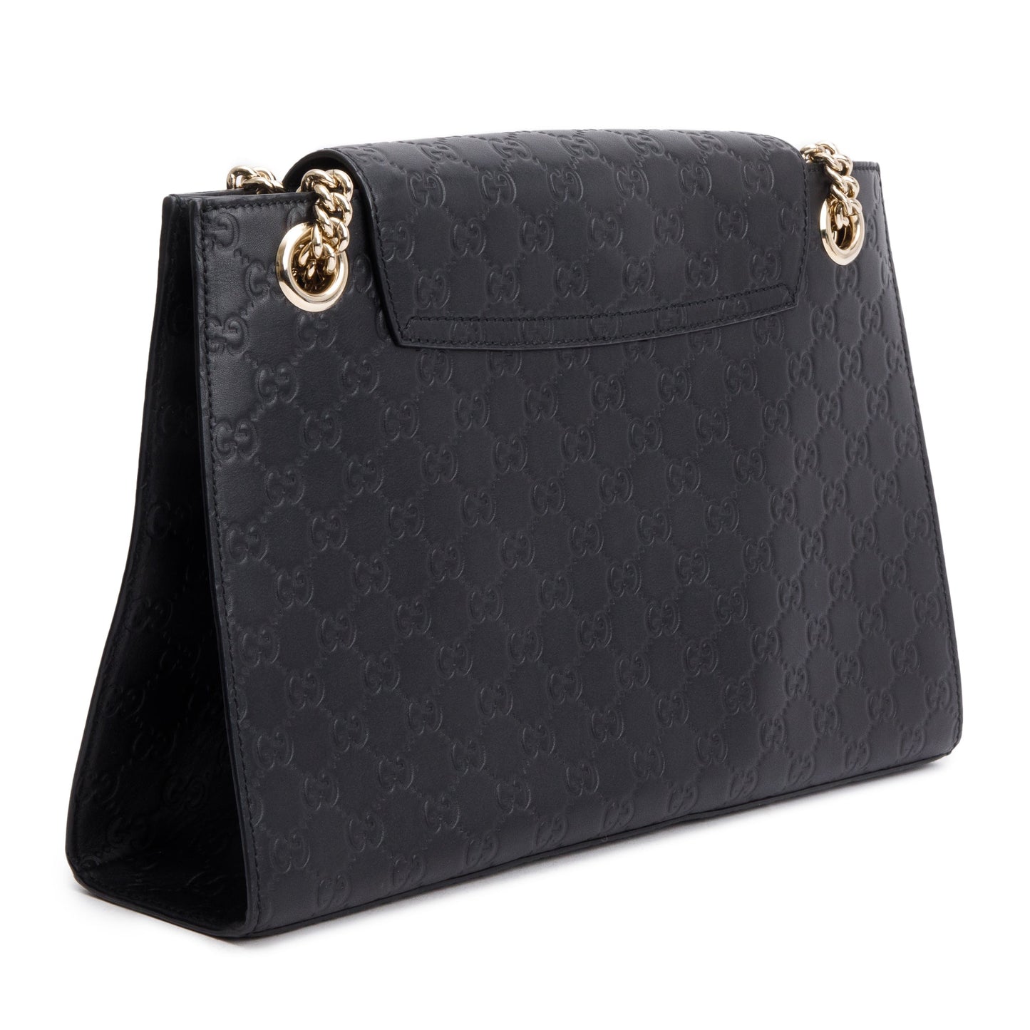Gucci Black Signature Leather Large Emily Chain Shoulder Bag