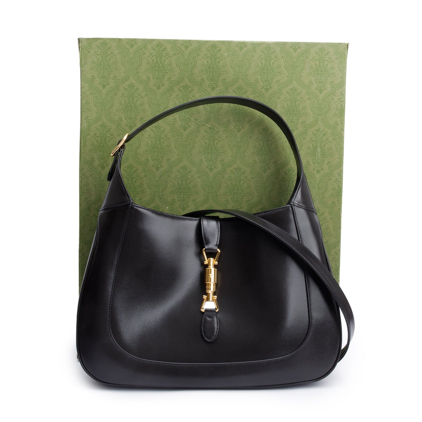 Gucci Black Smooth Leather Jackie 1961 Medium Shoulder Bag