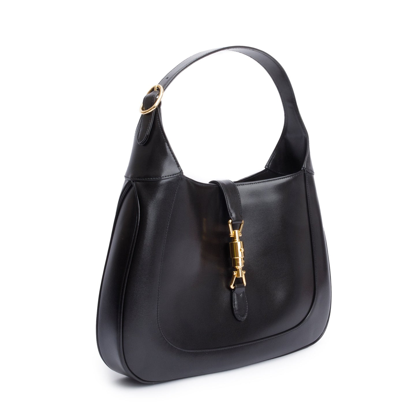 Gucci Black Smooth Leather Jackie 1961 Medium Shoulder Bag