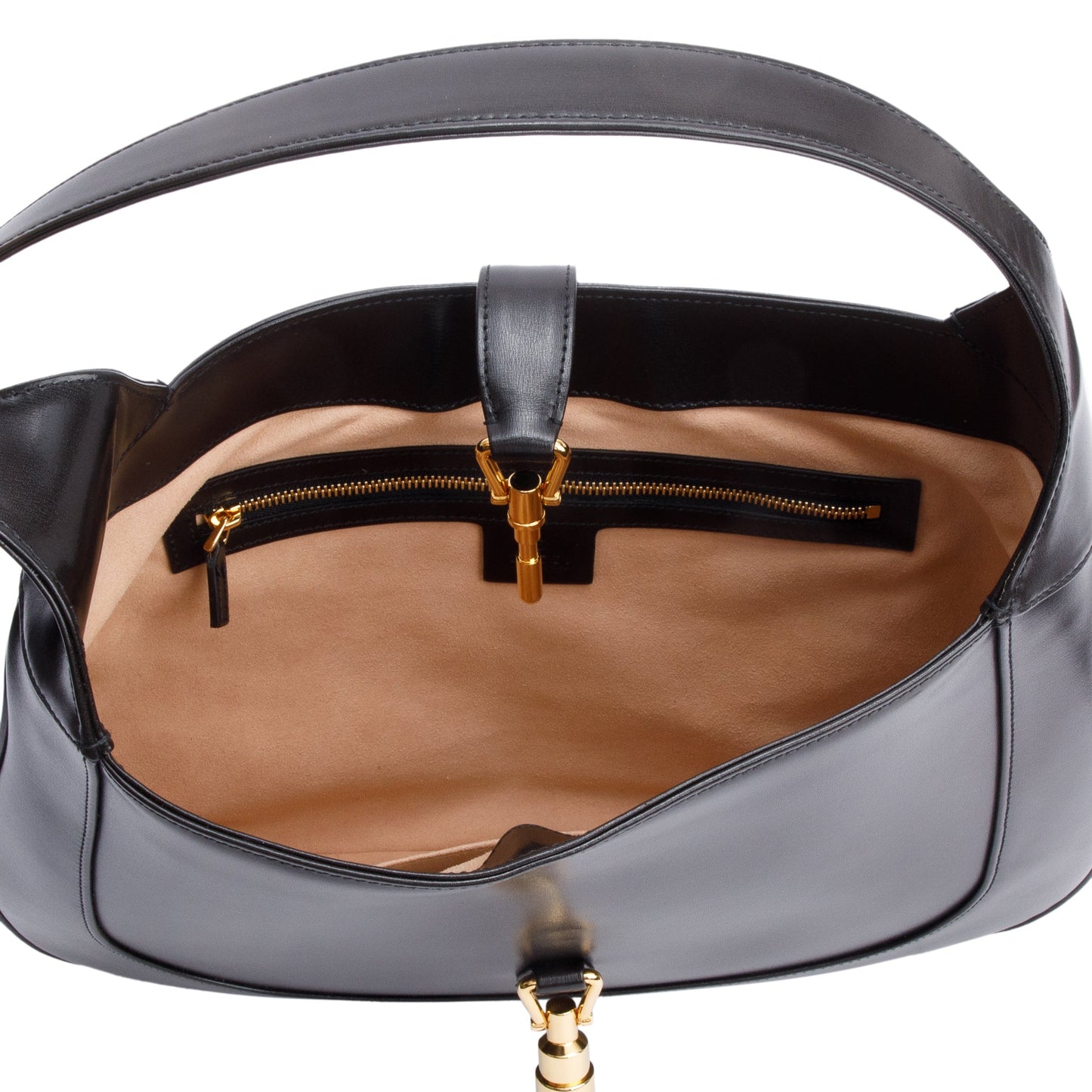 Gucci Black Smooth Leather Jackie 1961 Medium Shoulder Bag