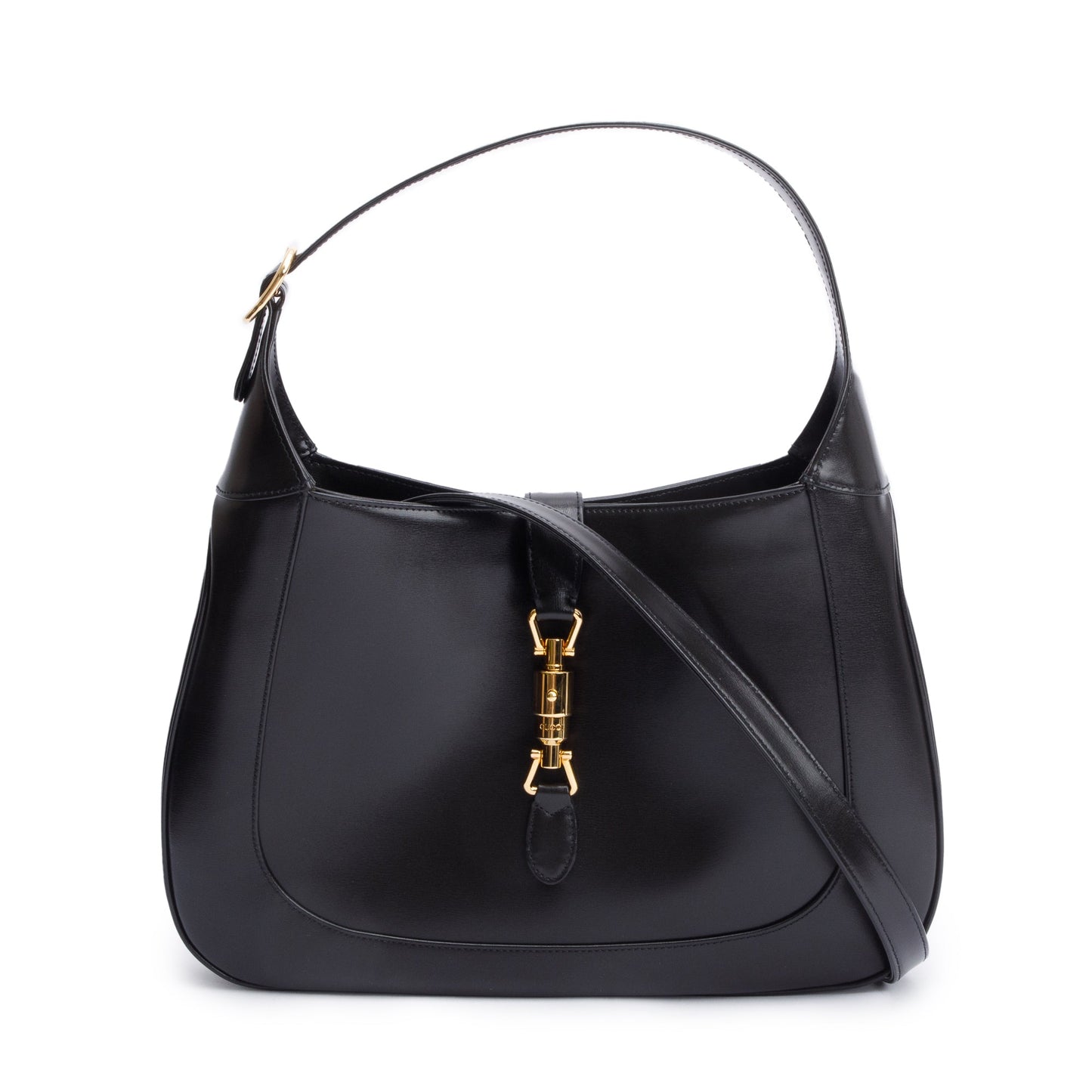 Gucci Black Smooth Leather Jackie 1961 Medium Shoulder Bag