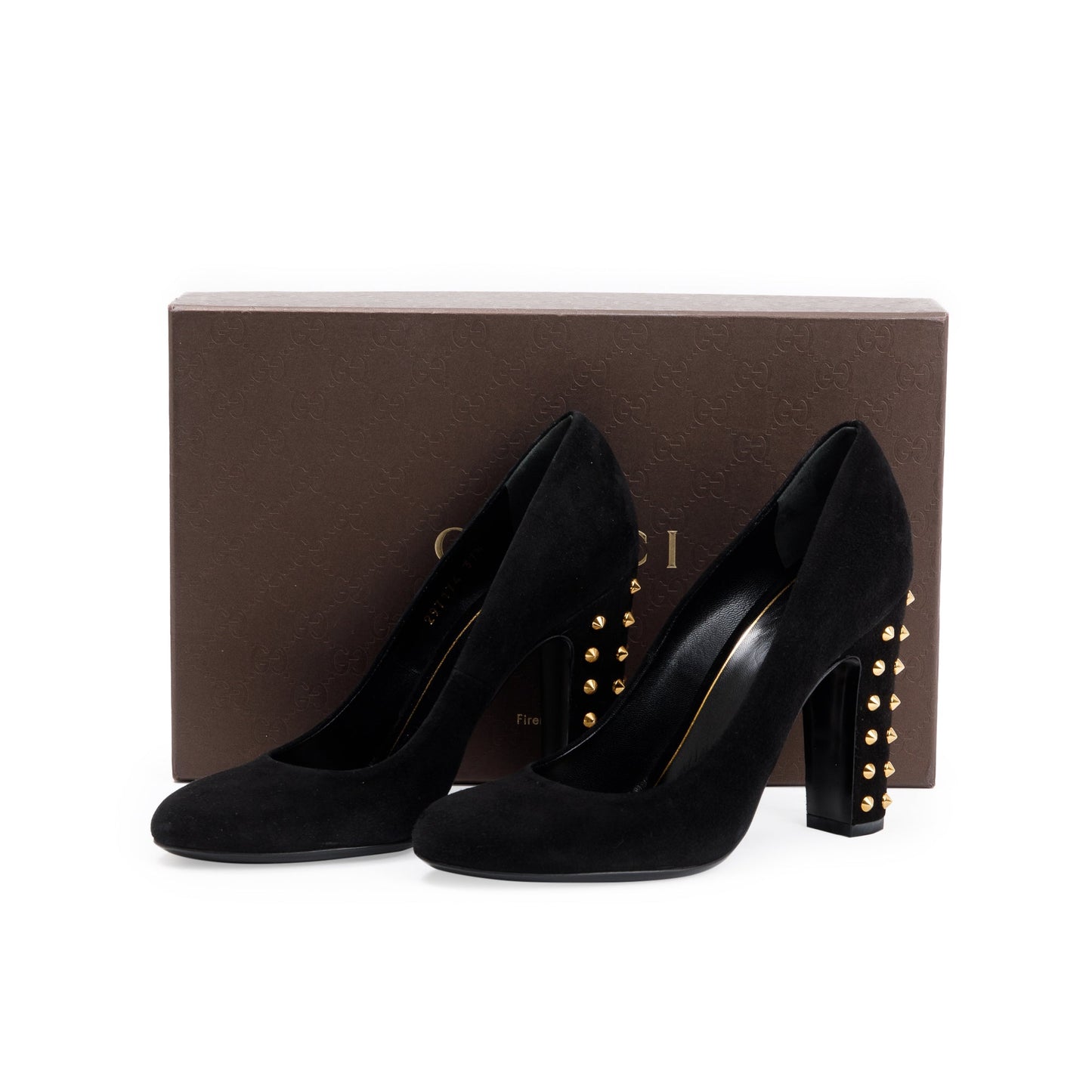 Gucci Black Suede Jacqueline Studded Pumps, Size 37.5