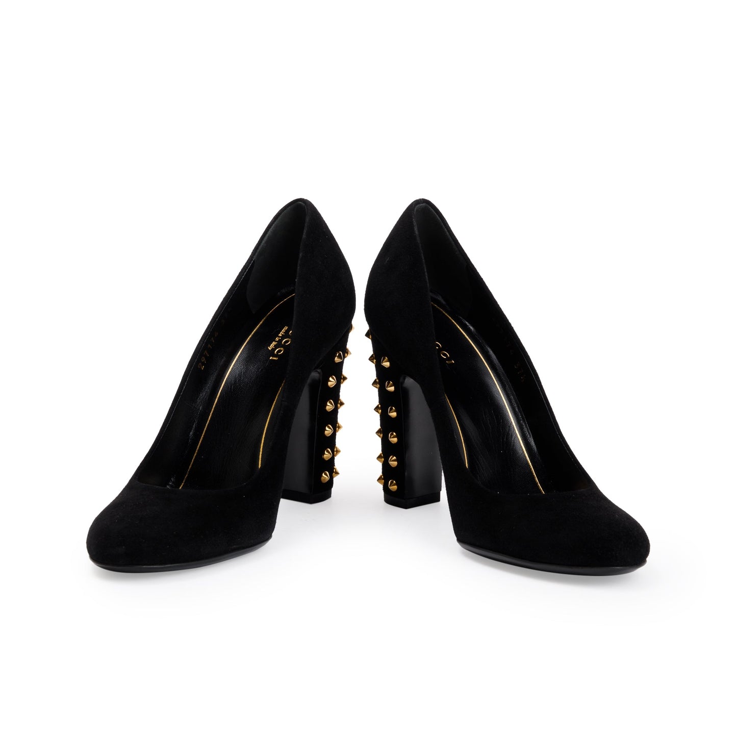 Gucci Black Suede Jacqueline Studded Pumps, Size 37.5