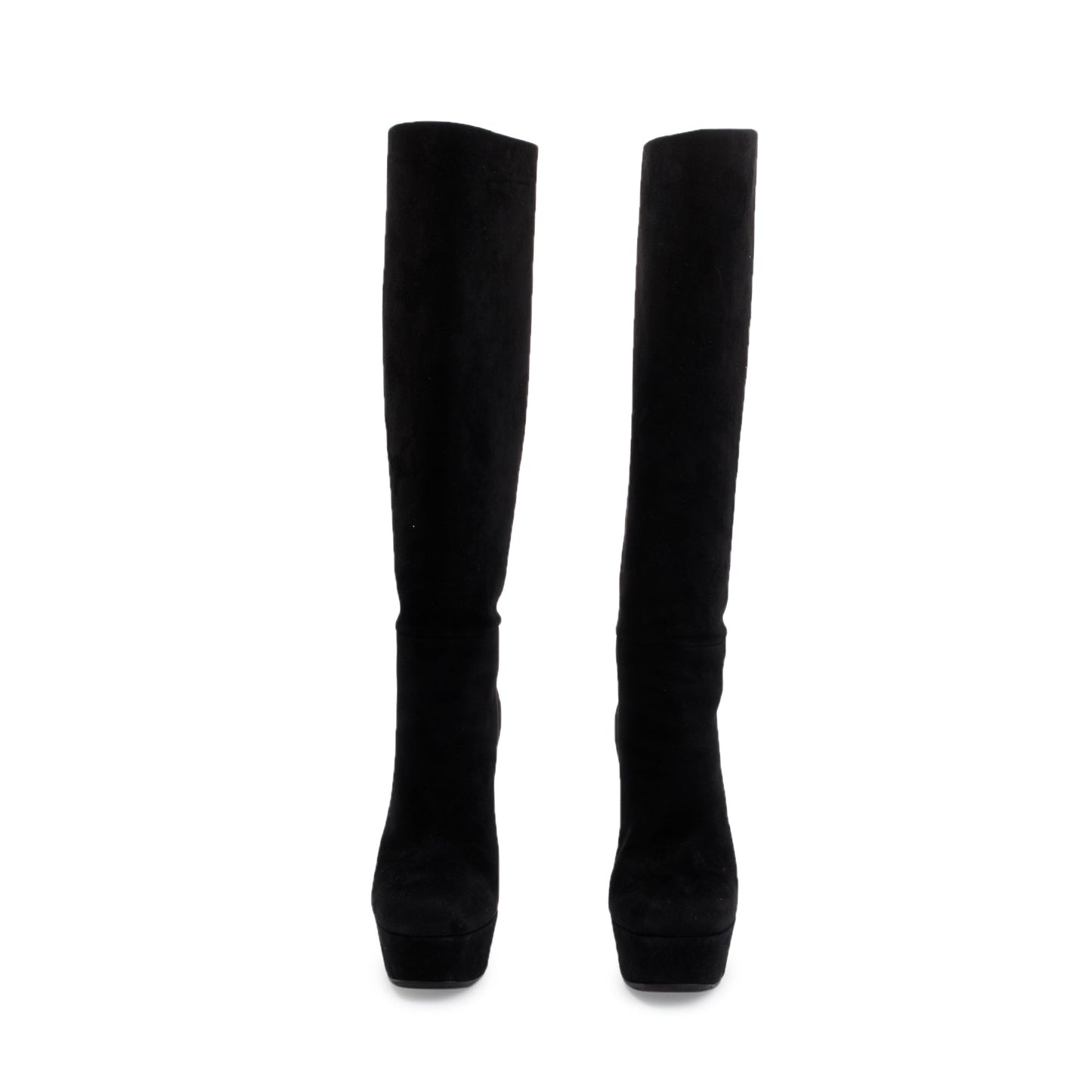 Gucci Black Suede Knee-High Platform Boots, Size 36.5