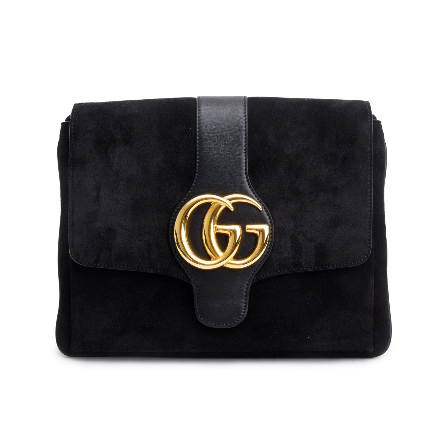 Gucci Black Suede Medium Arli Flap Shoulder Bag