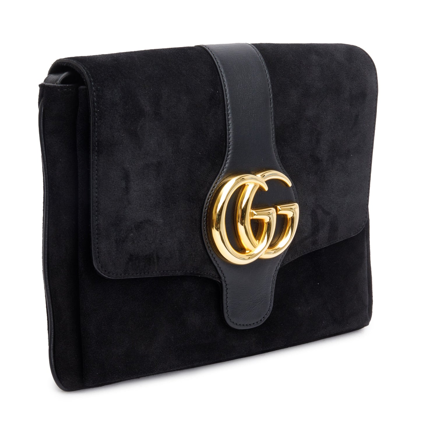 Gucci Black Suede Medium Arli Flap Shoulder Bag