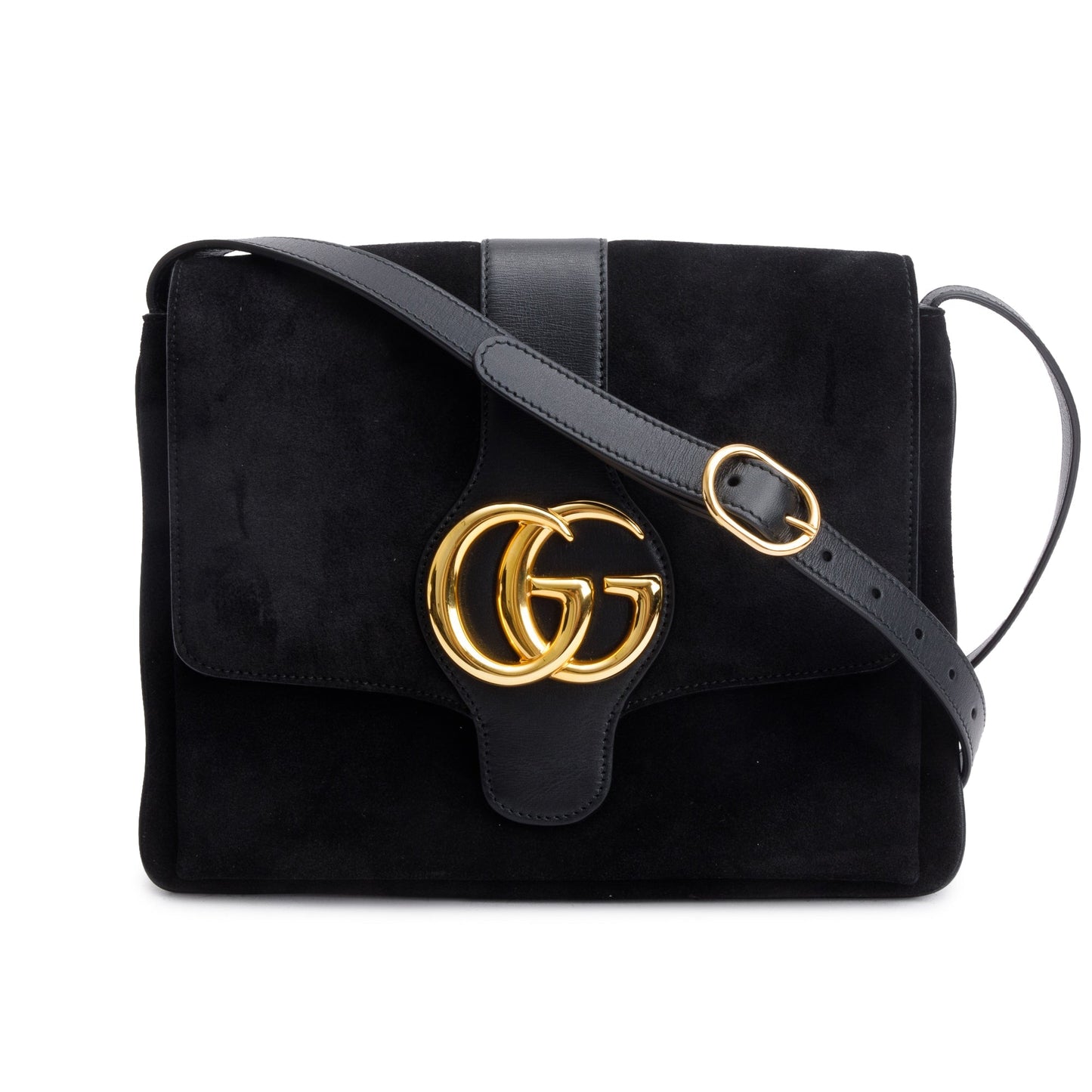 Gucci Black Suede Medium Arli Flap Shoulder Bag