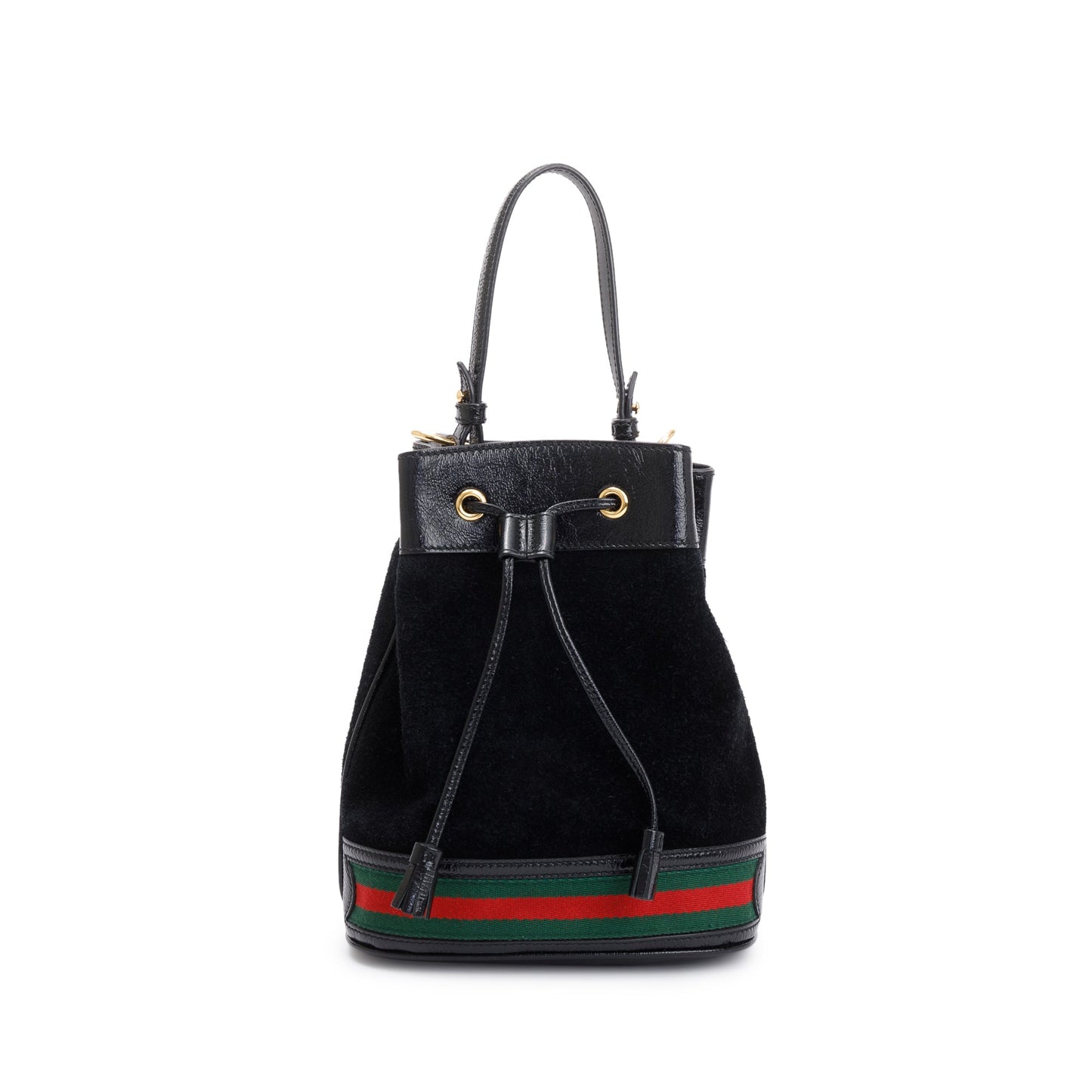 Gucci Black Suede Ophidia GG Small Bucket Bag