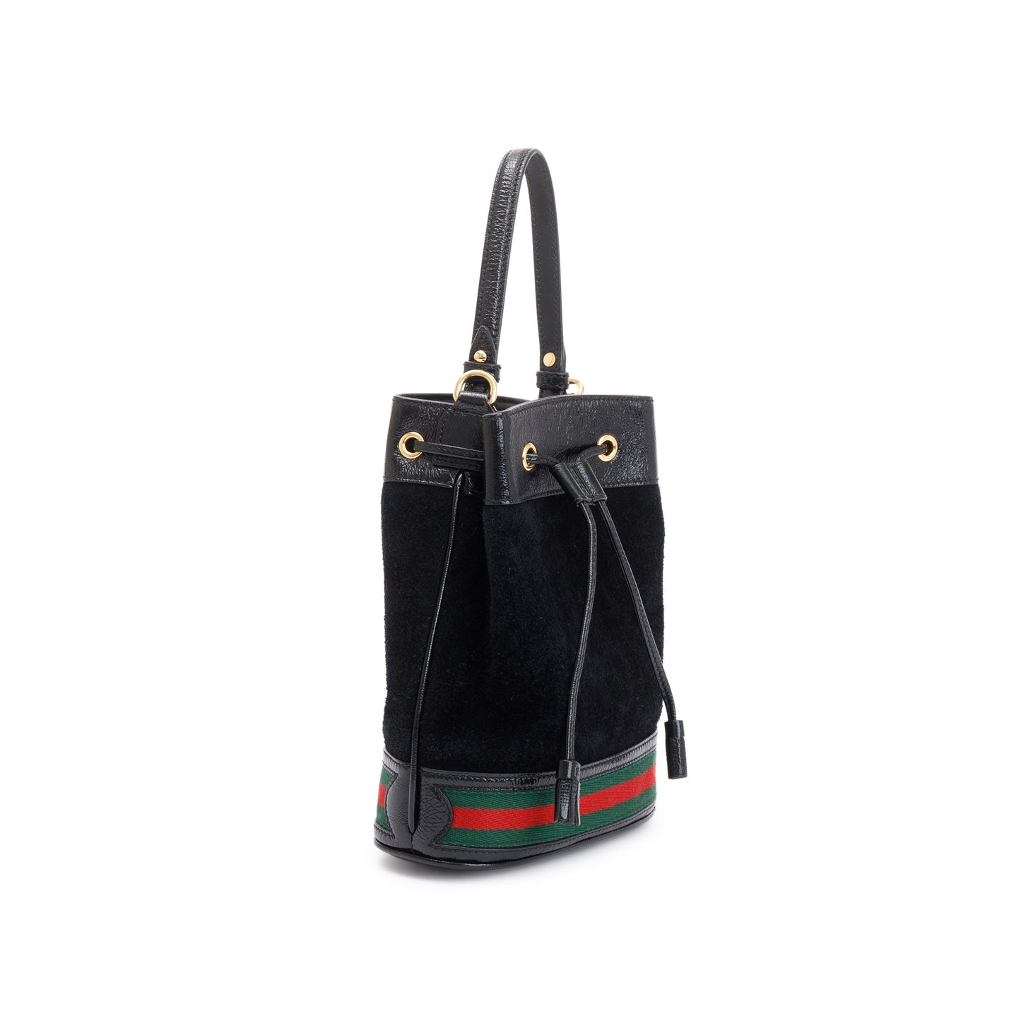 Gucci Black Suede Ophidia GG Small Bucket Bag