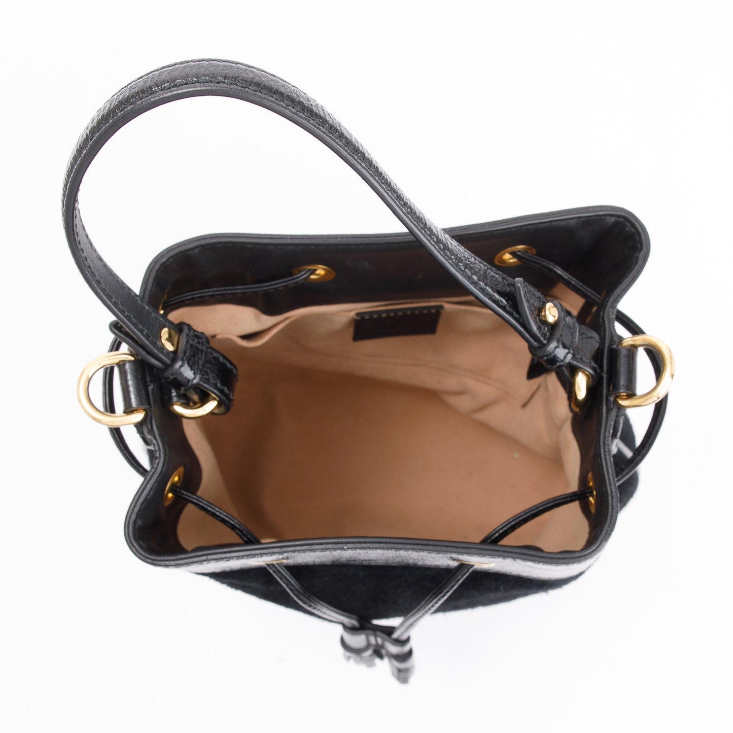 Gucci Black Suede Ophidia GG Small Bucket Bag