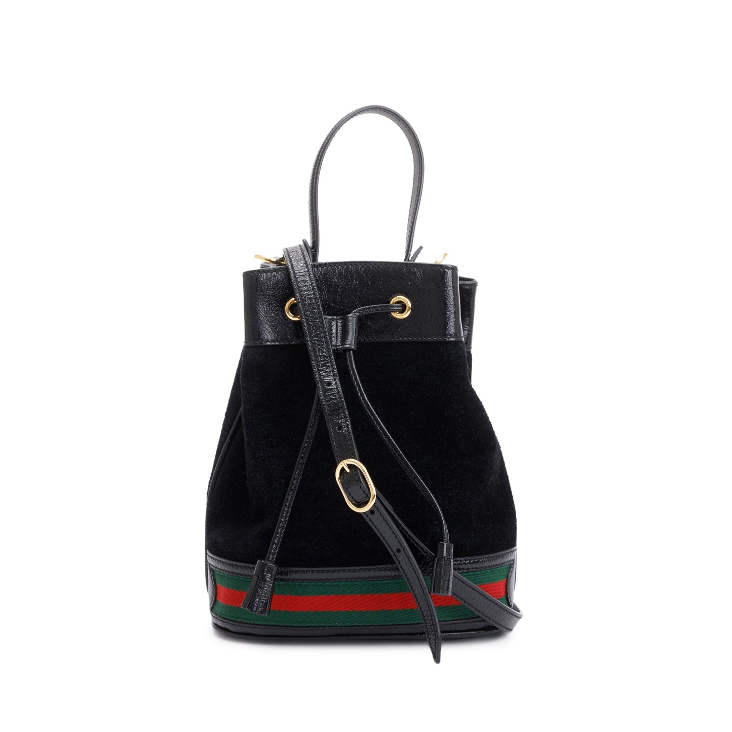 Gucci Black Suede Ophidia GG Small Bucket Bag