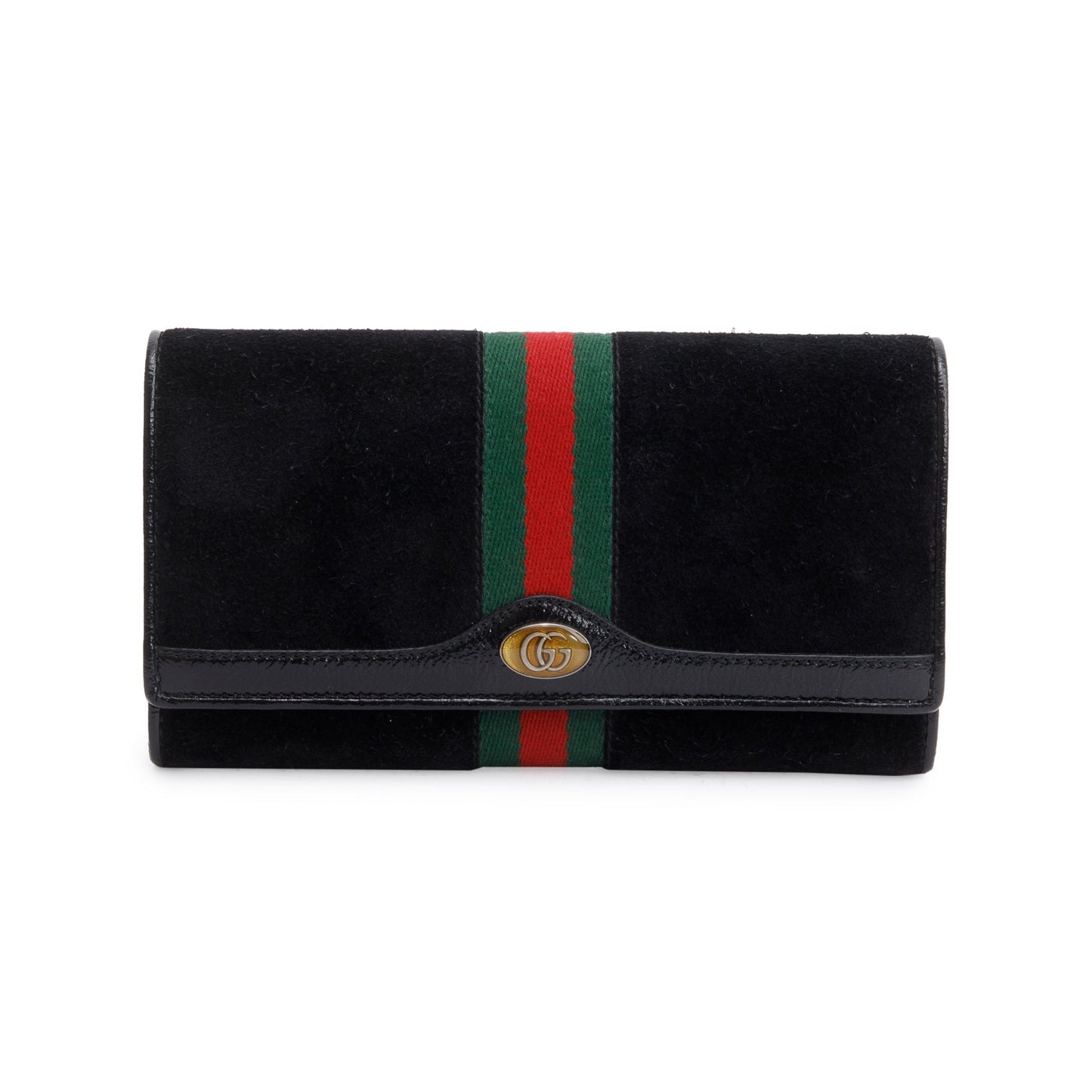 Gucci Black Suede Ophidia GG Web Wallet on Chain
