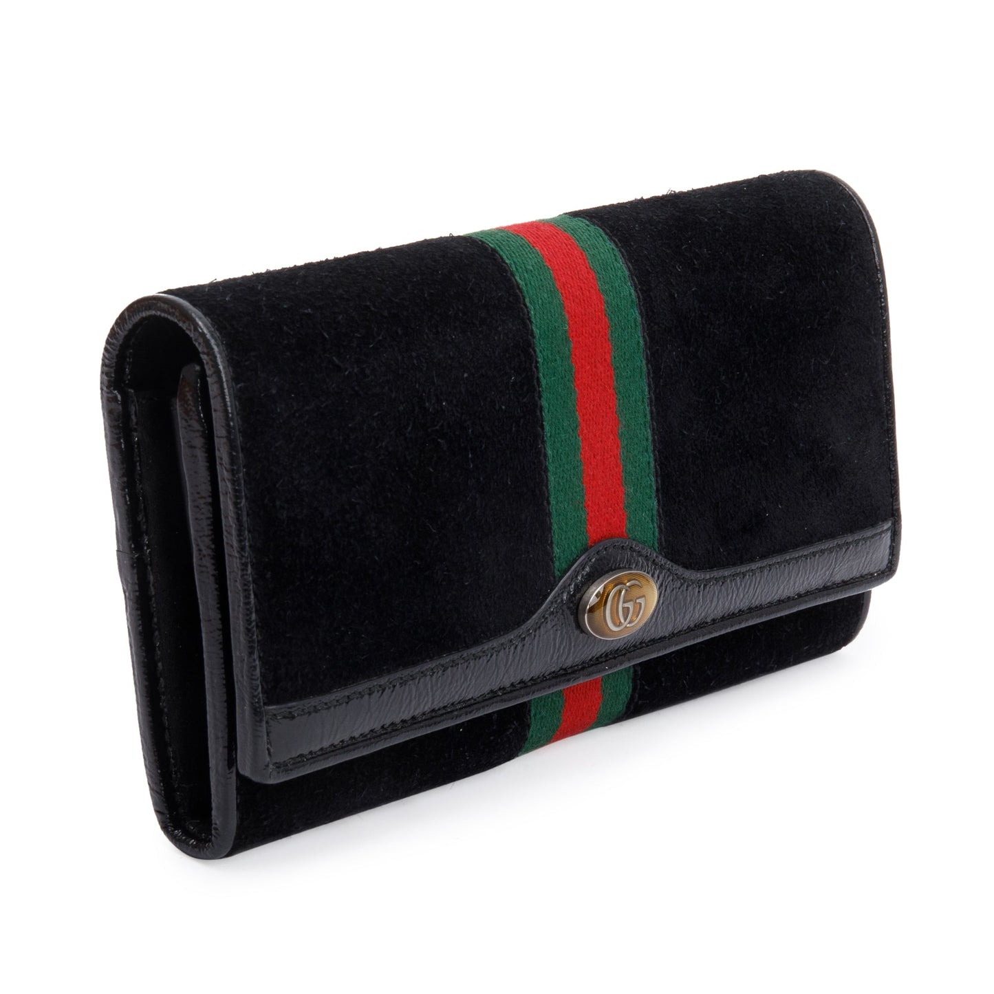 Gucci Black Suede Ophidia GG Web Wallet on Chain