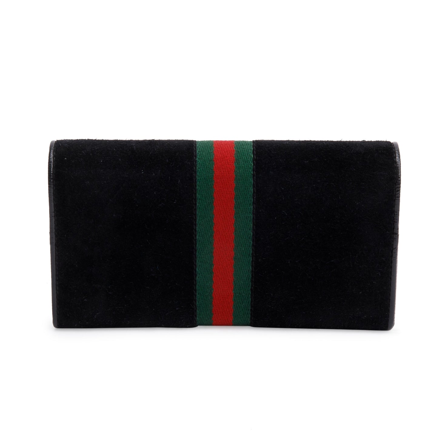Gucci Black Suede Ophidia GG Web Wallet on Chain