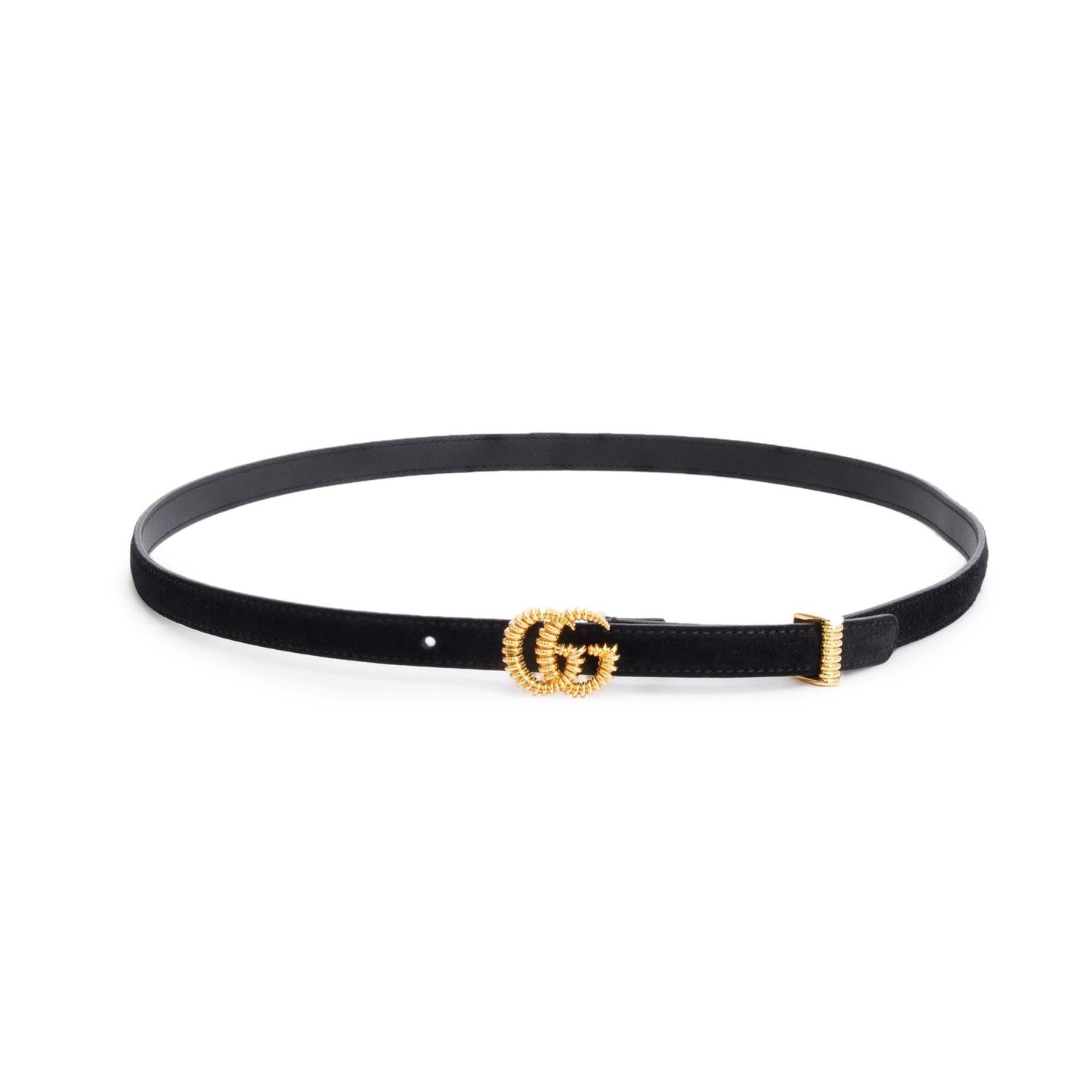 Gucci Black Suede Skinny Marmont with Torchon Buckle Belt, 90 36