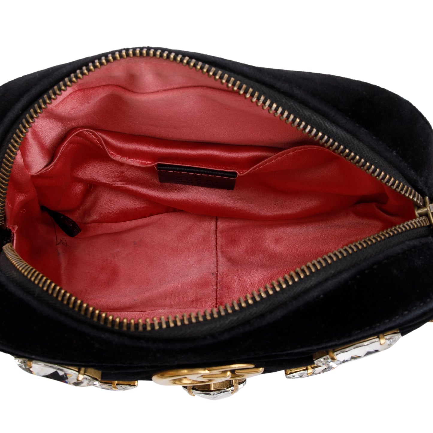 Gucci Black Velvet GG Marmont Matelasse Crystal Mini Shoulder Bag