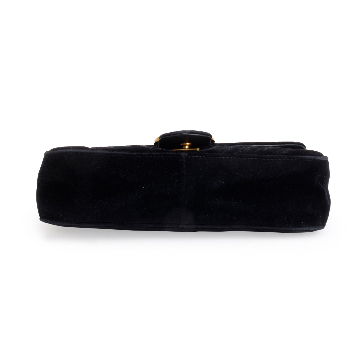 Gucci Black Velvet Matelasse GG Marmont Small Shoulder Bag