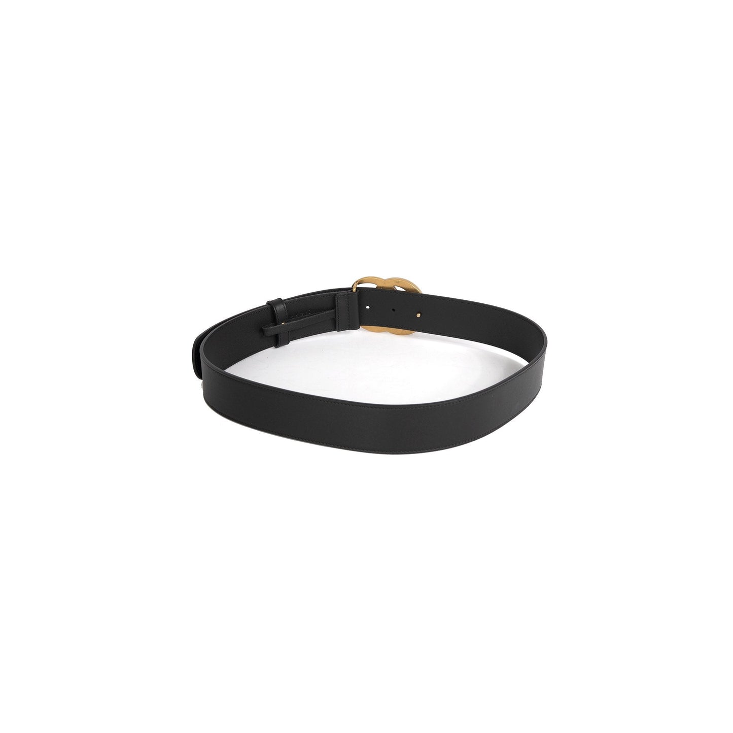 Gucci Black Wide Leather Belt with Double G Buckle