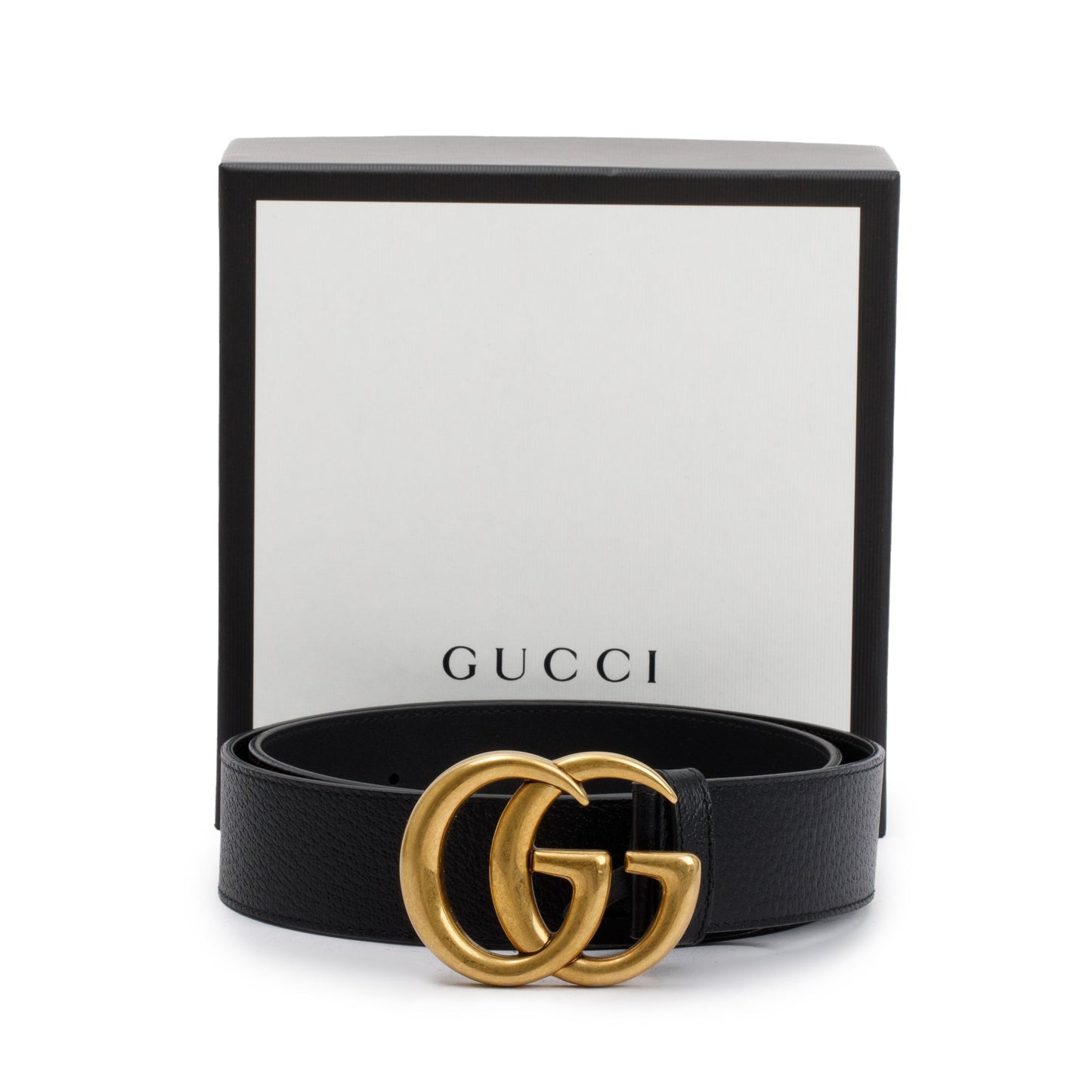 Gucci Black Wide Leather Belt with Double G Buckle 90 36