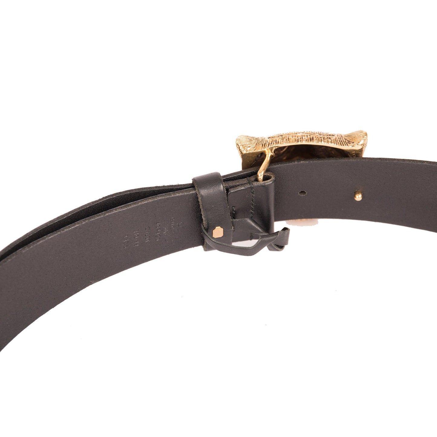 Gucci Black Wide Leather Belt with Feline Buckle