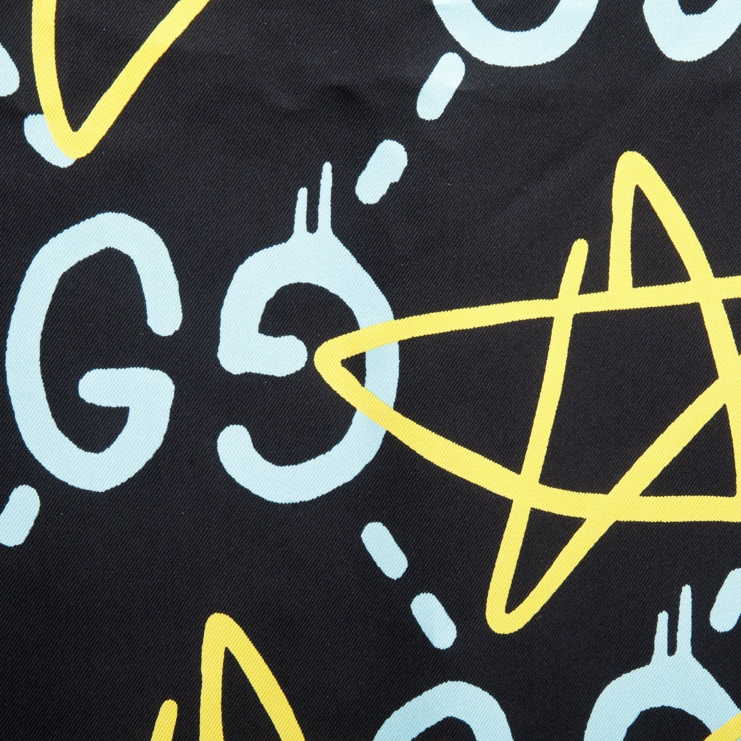 Gucci Black/Blue GG Star GucciGhost Print Silk Scarf