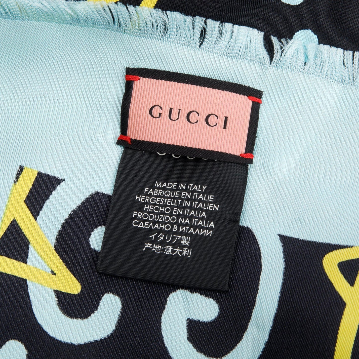 Gucci Black/Blue GG Star GucciGhost Print Silk Scarf