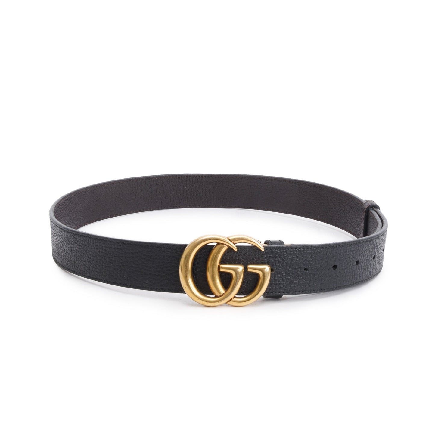 Gucci Black/Brown Reversible Leather Belt with Double G Buckle 100 40