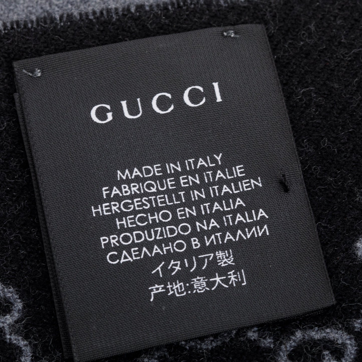 Gucci Black/Grey Double Jacquard GG Wool Scarf