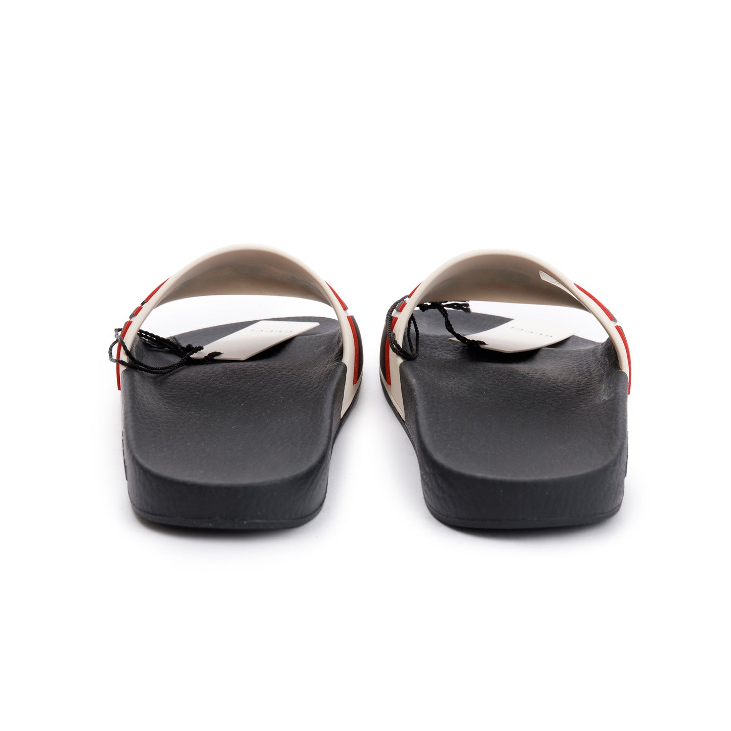 Gucci Black/White Rubber Logo Slides, Size 7.5