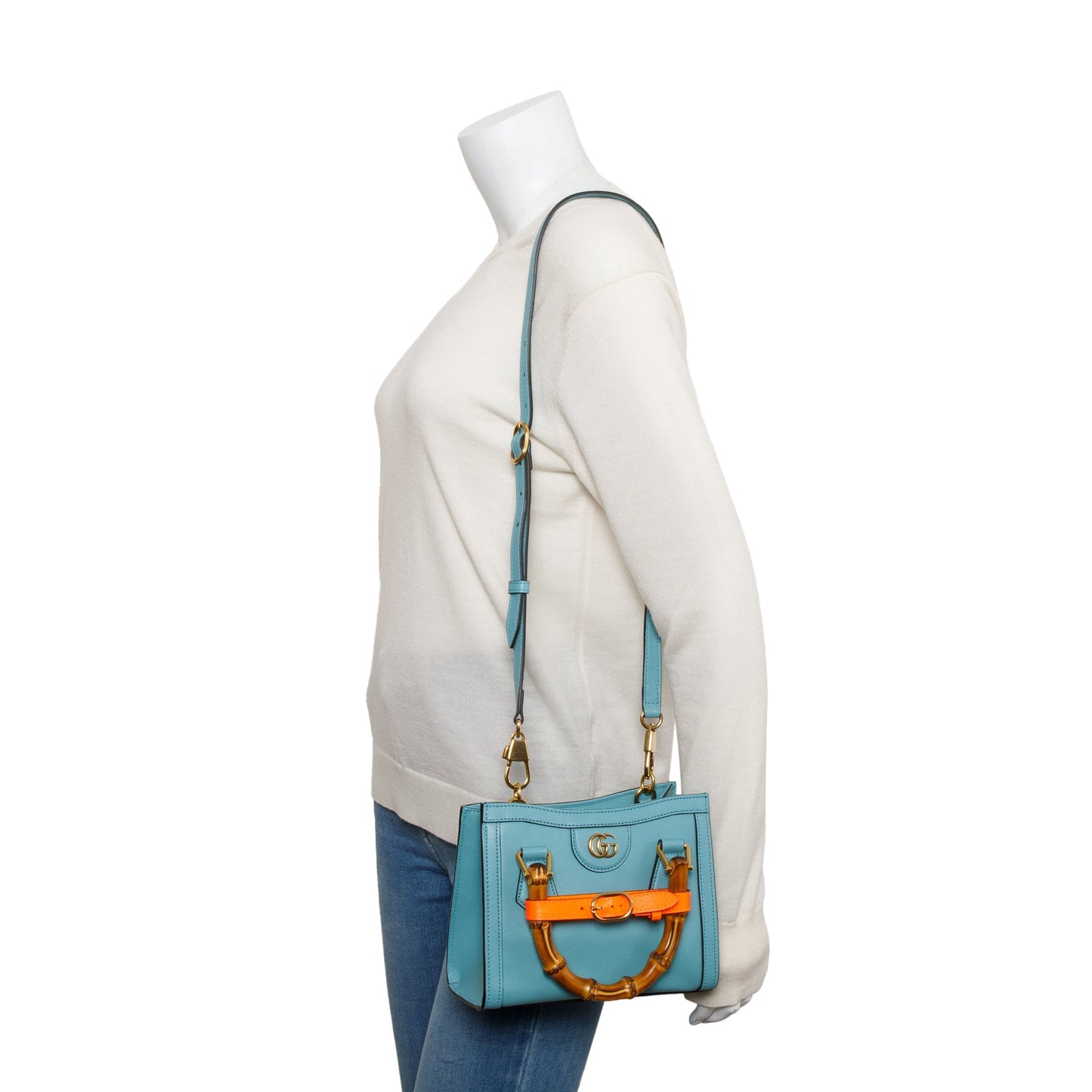 Gucci Blue Calfskin Leather Diana Mini Tote Bag