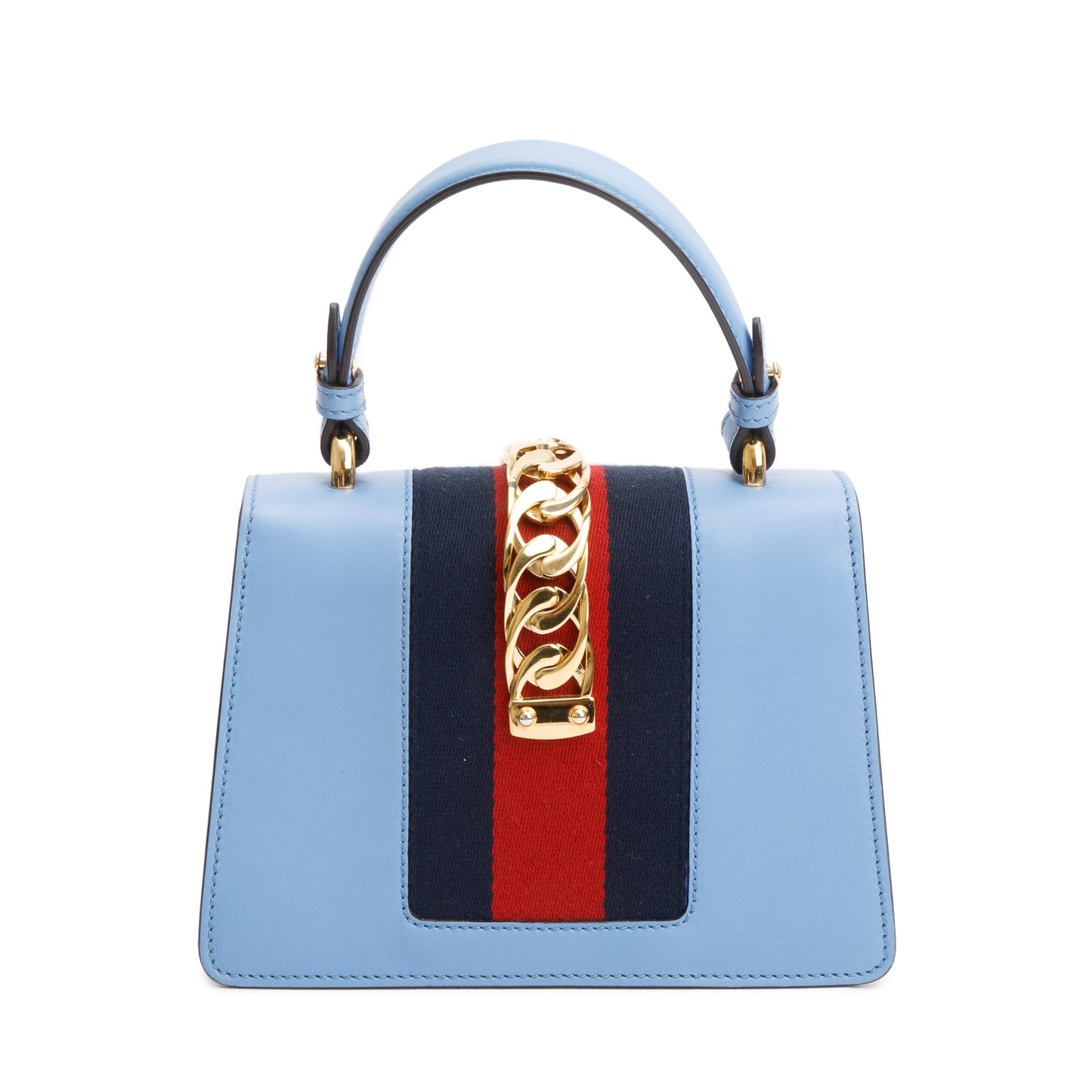 Gucci Blue Calfskin Leather Mini Sylvie Handle Bag