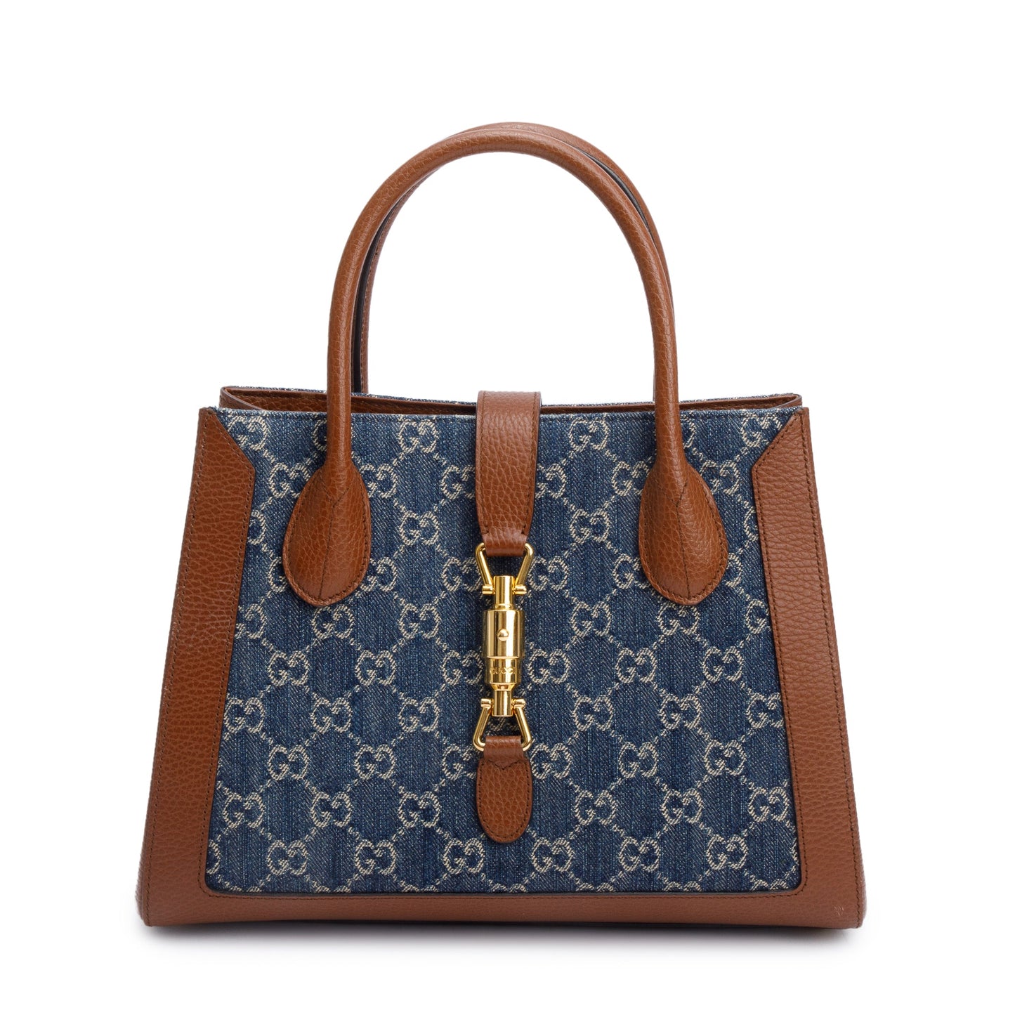 Gucci Blue GG Denim Medium Jackie 1961 Top Handle Tote Bag