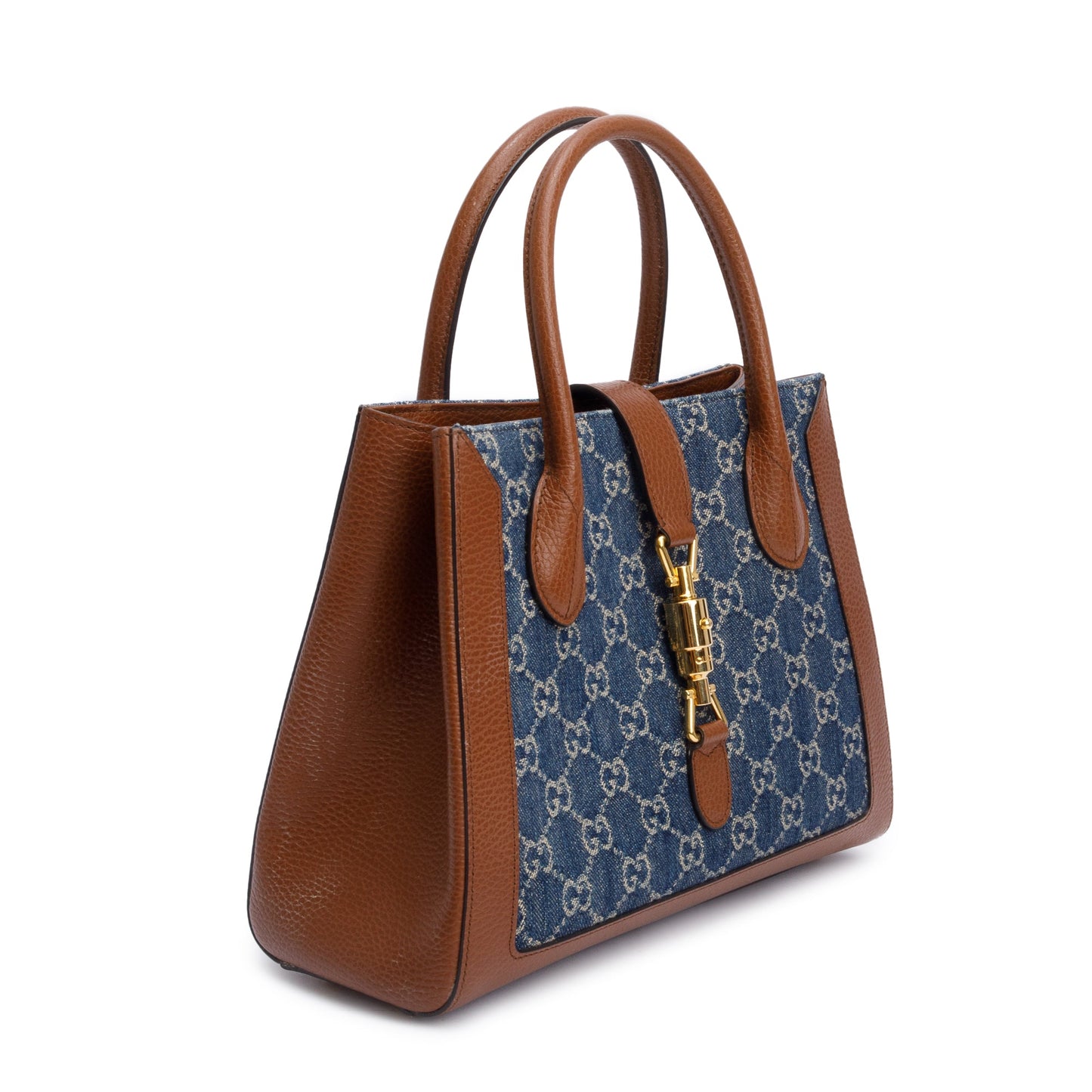 Gucci Blue GG Denim Medium Jackie 1961 Top Handle Tote Bag