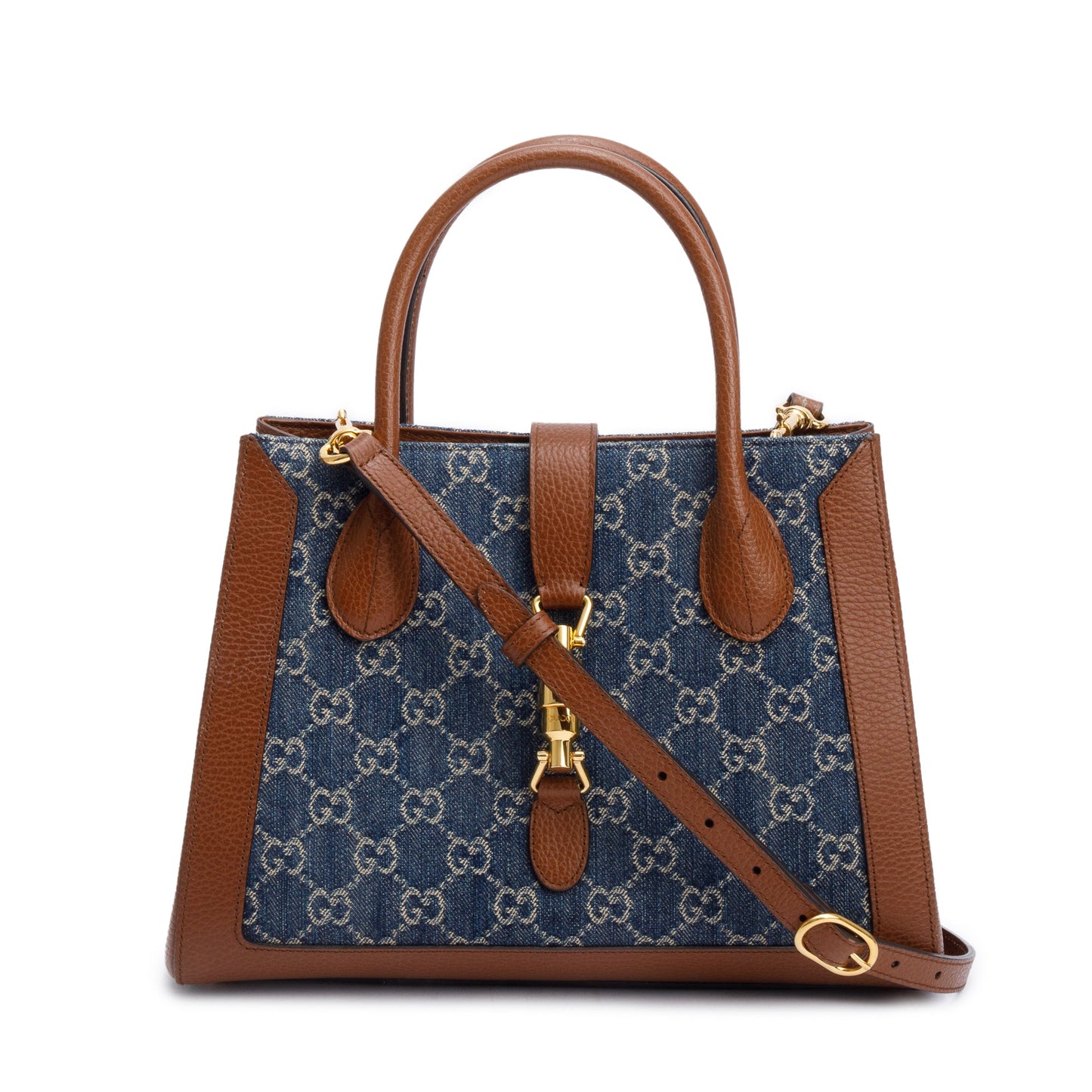 Gucci Blue GG Denim Medium Jackie 1961 Top Handle Tote Bag