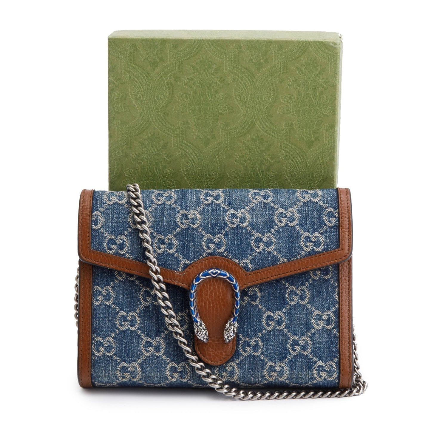 Gucci Blue GG Denim Mini Dionysus Wallet on Chain