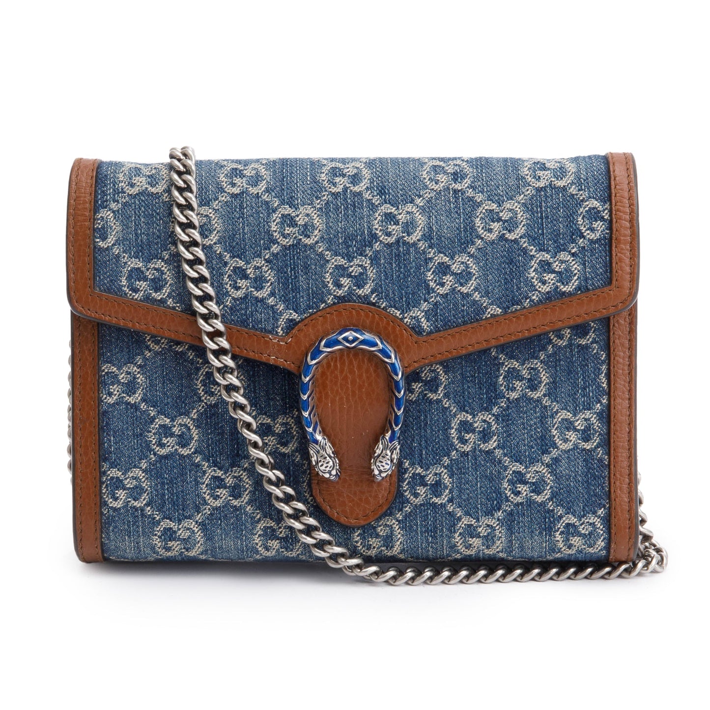 Gucci Blue GG Denim Mini Dionysus Wallet on Chain