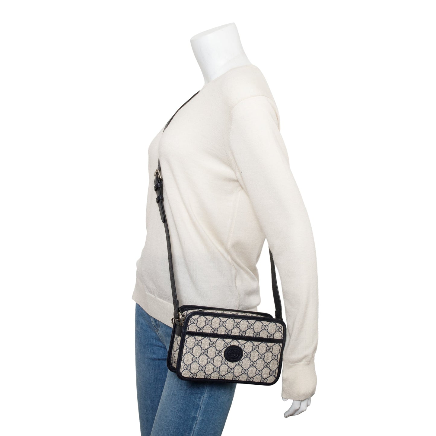Gucci Blue GG Supreme Mini Bag with Interlocking G