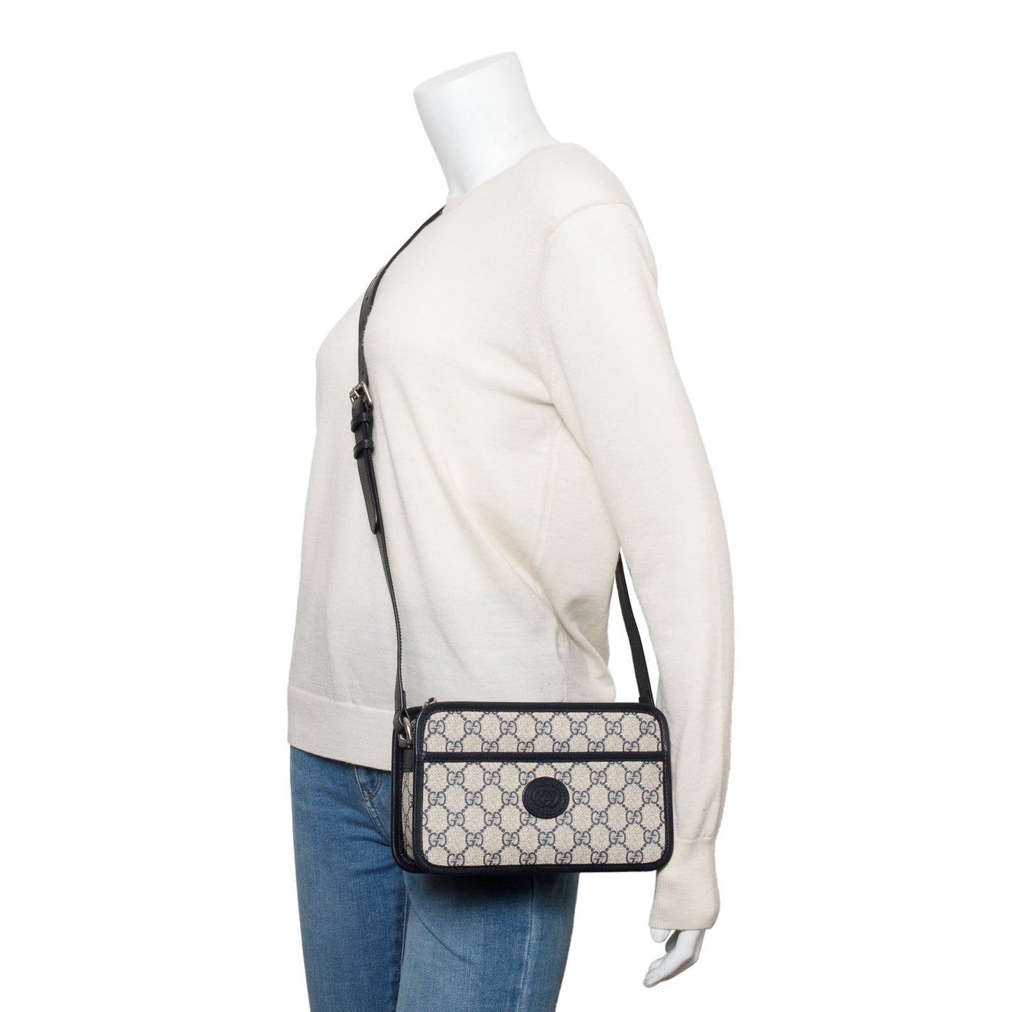 Gucci Blue GG Supreme Mini Bag with Interlocking G