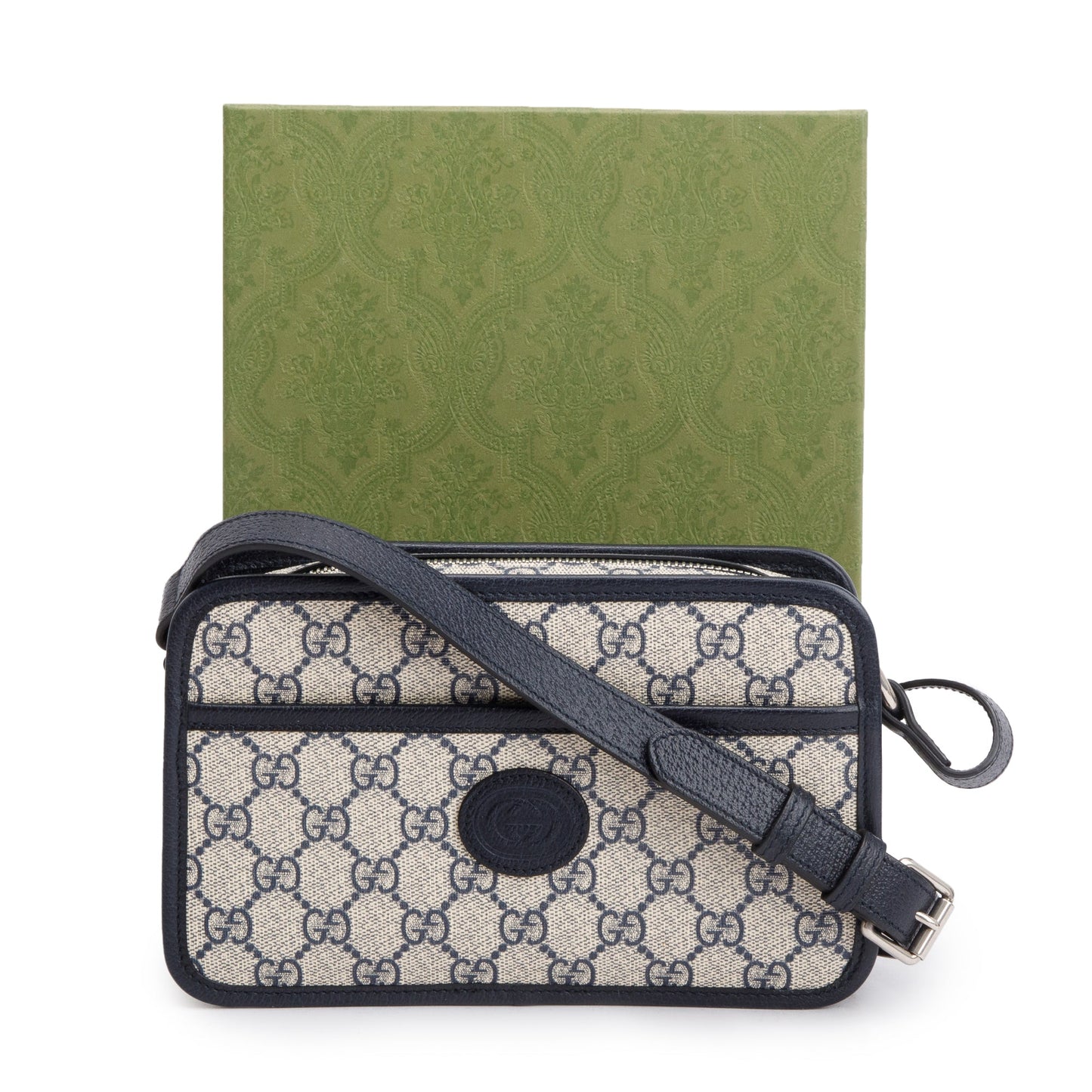 Gucci Blue GG Supreme Mini Bag with Interlocking G