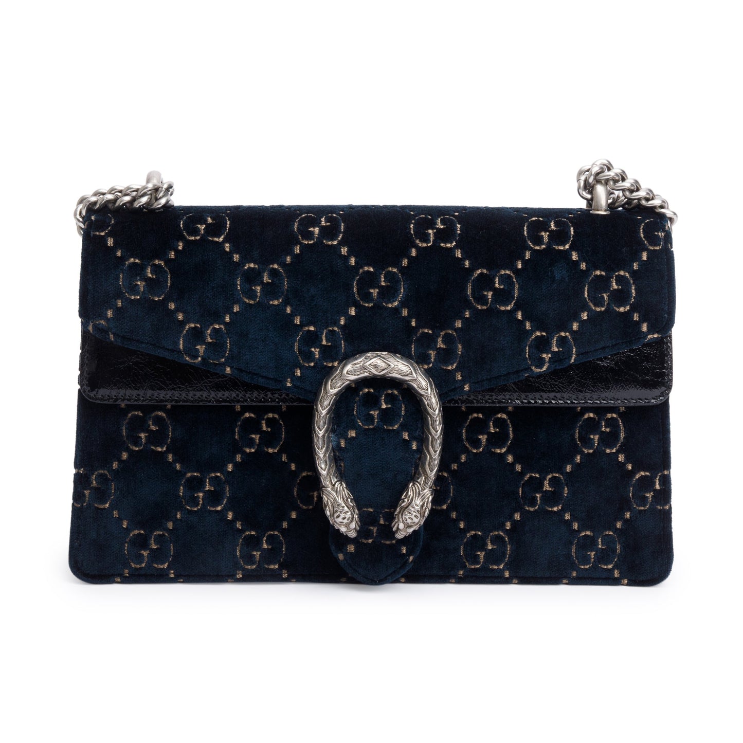 Gucci Blue GG Velvet Small Dionysus Shoulder Bag