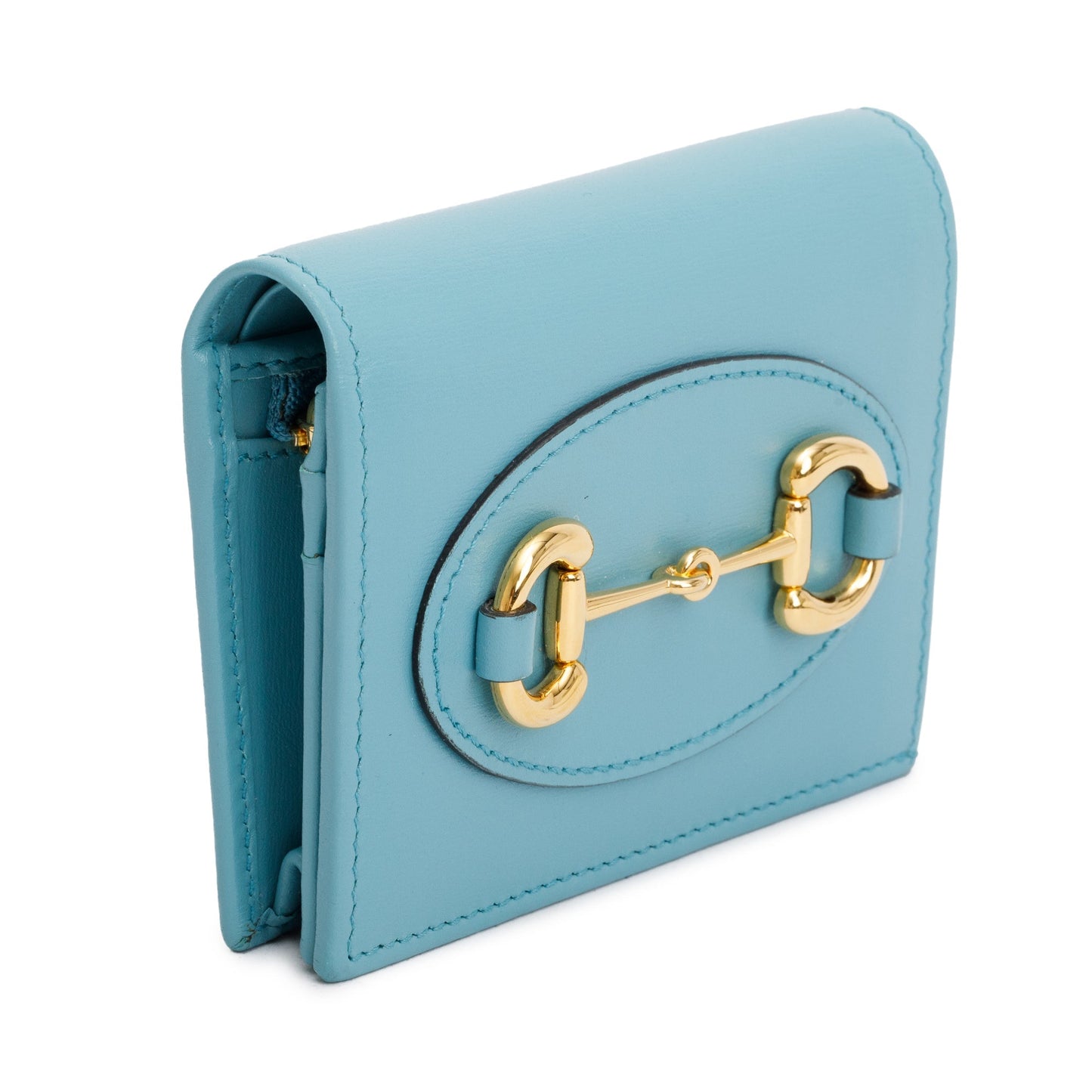 Gucci Blue Leather 1955 Horsebit Card Case Wallet
