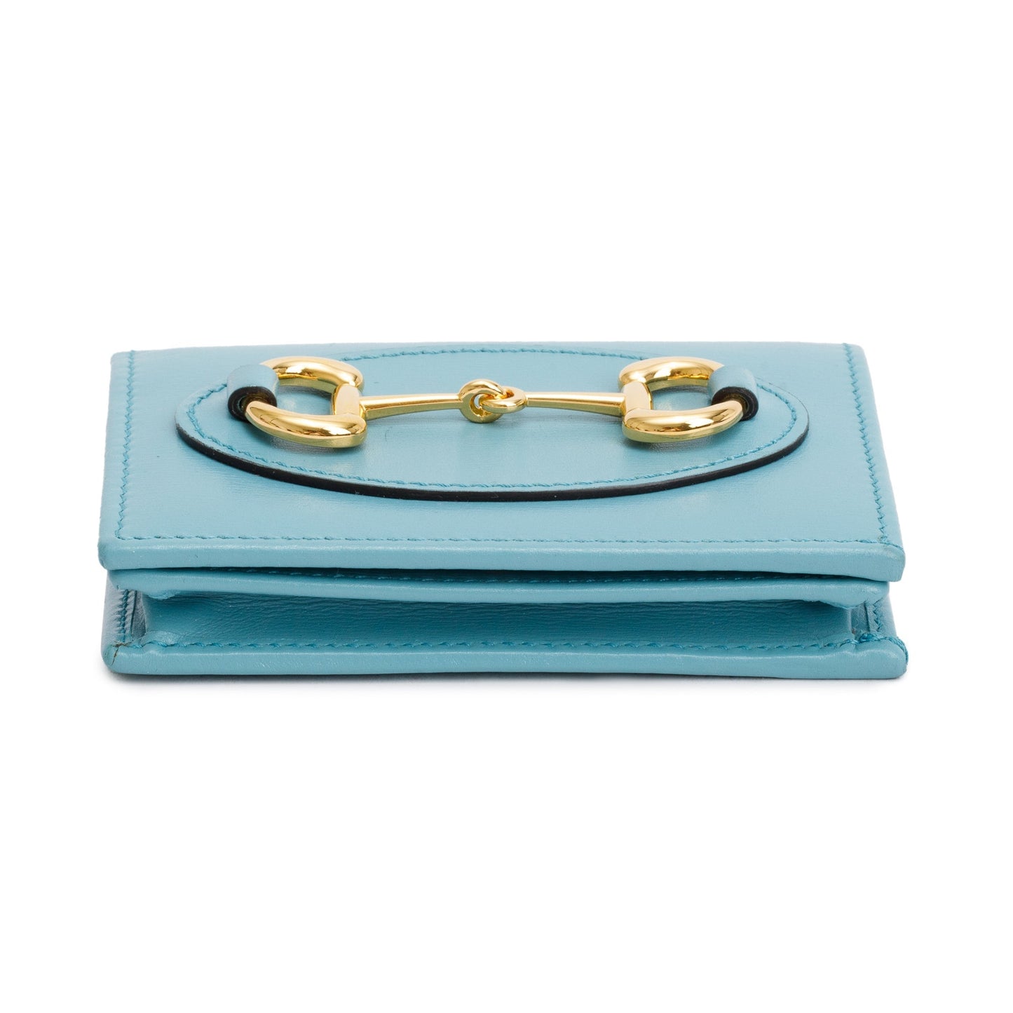 Gucci Blue Leather 1955 Horsebit Card Case Wallet
