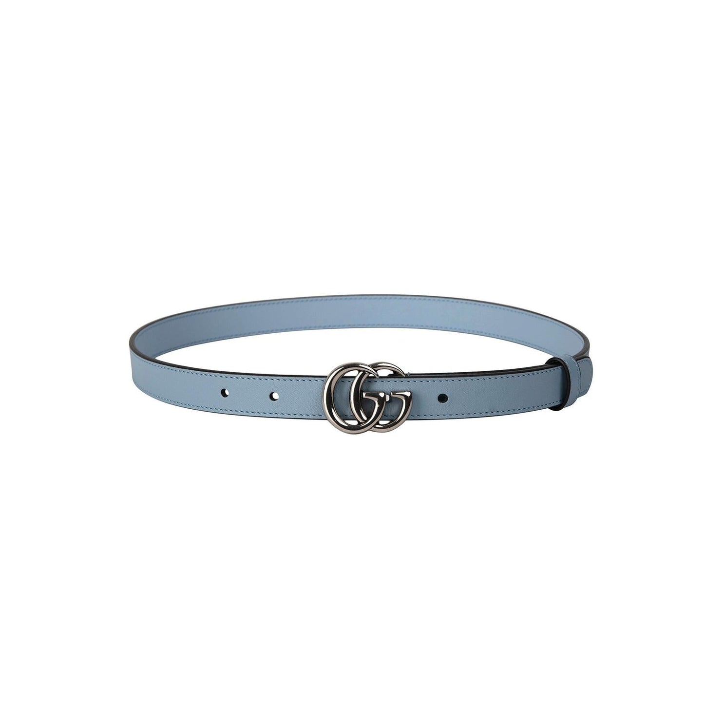 Gucci Blue Leather Belt with Double G Buckle